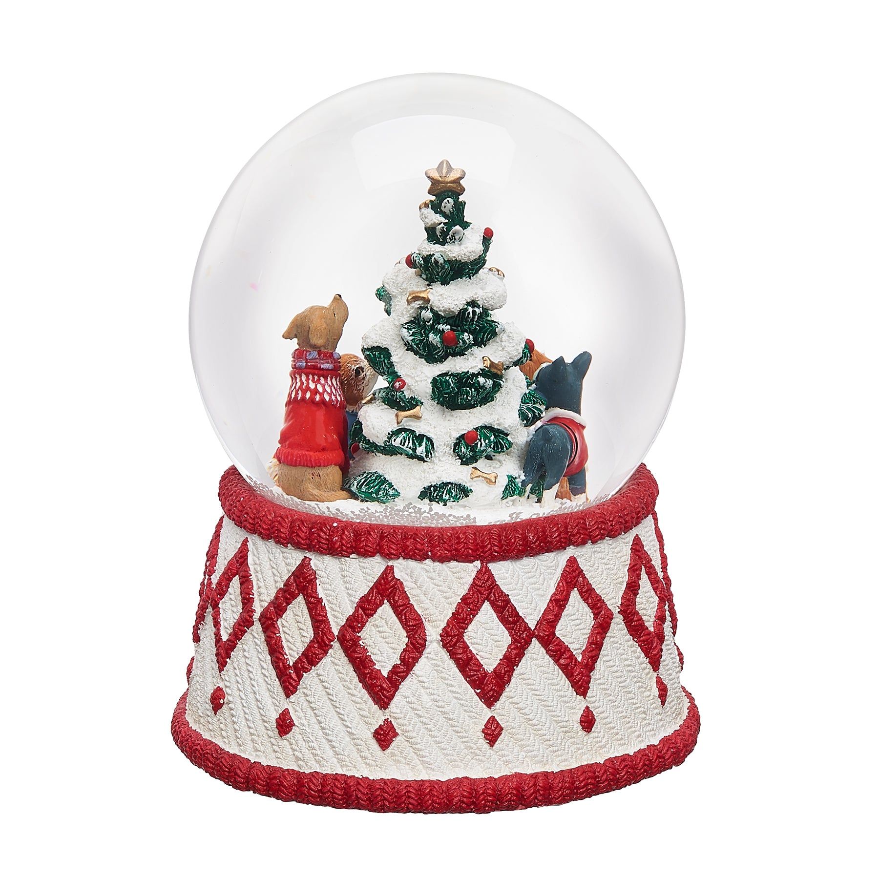Glitterdome Musical Dogs Around Tree - "O Christmas Tree" Tune
