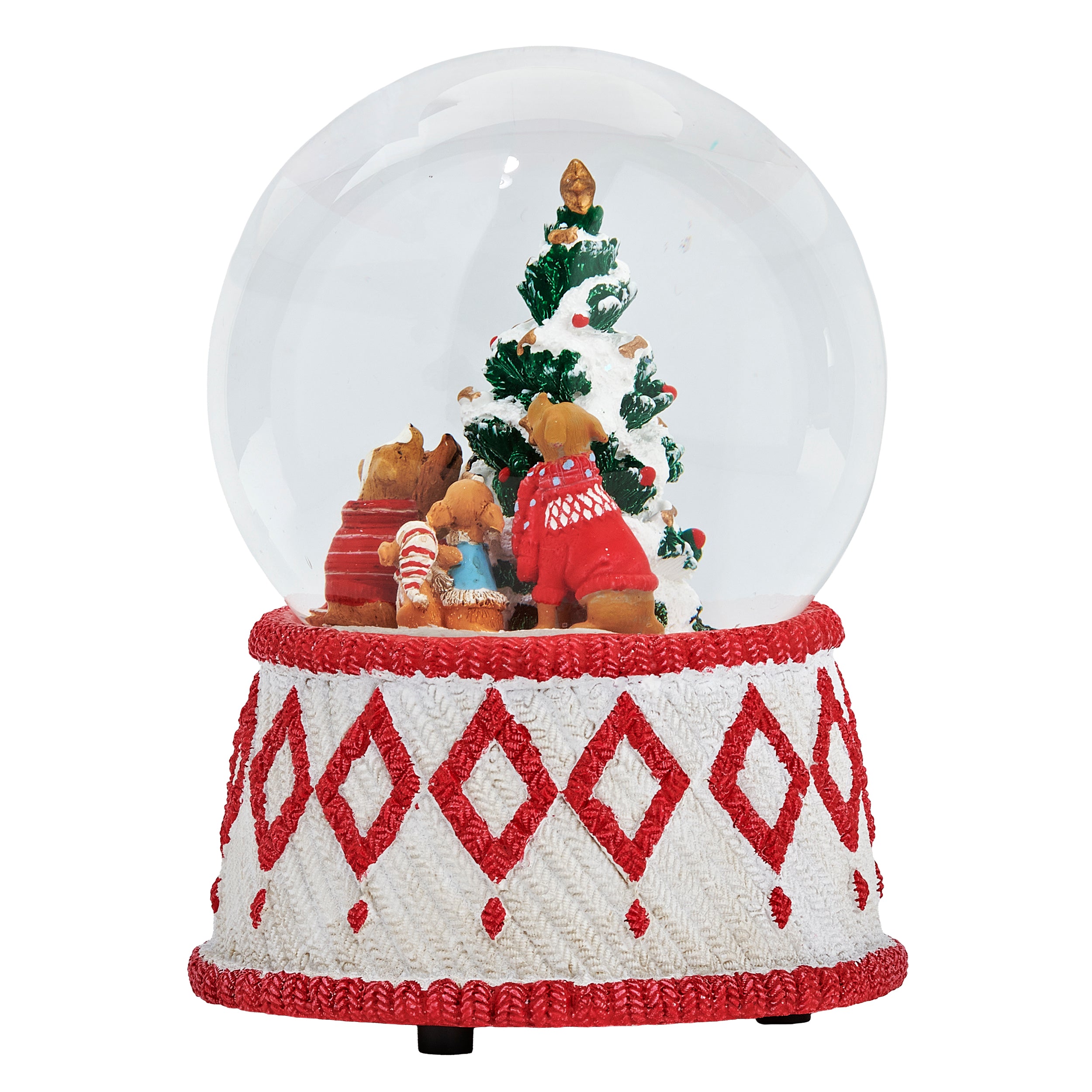 Glitterdome Musical Dogs Around Tree - "O Christmas Tree" Tune