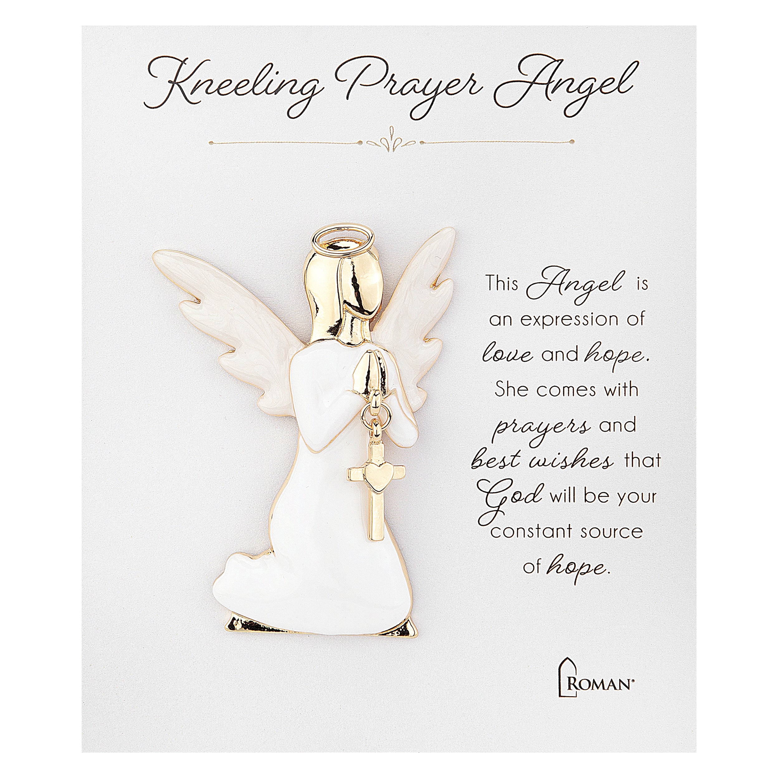Kneeling Prayer Angel Figure with Rosary