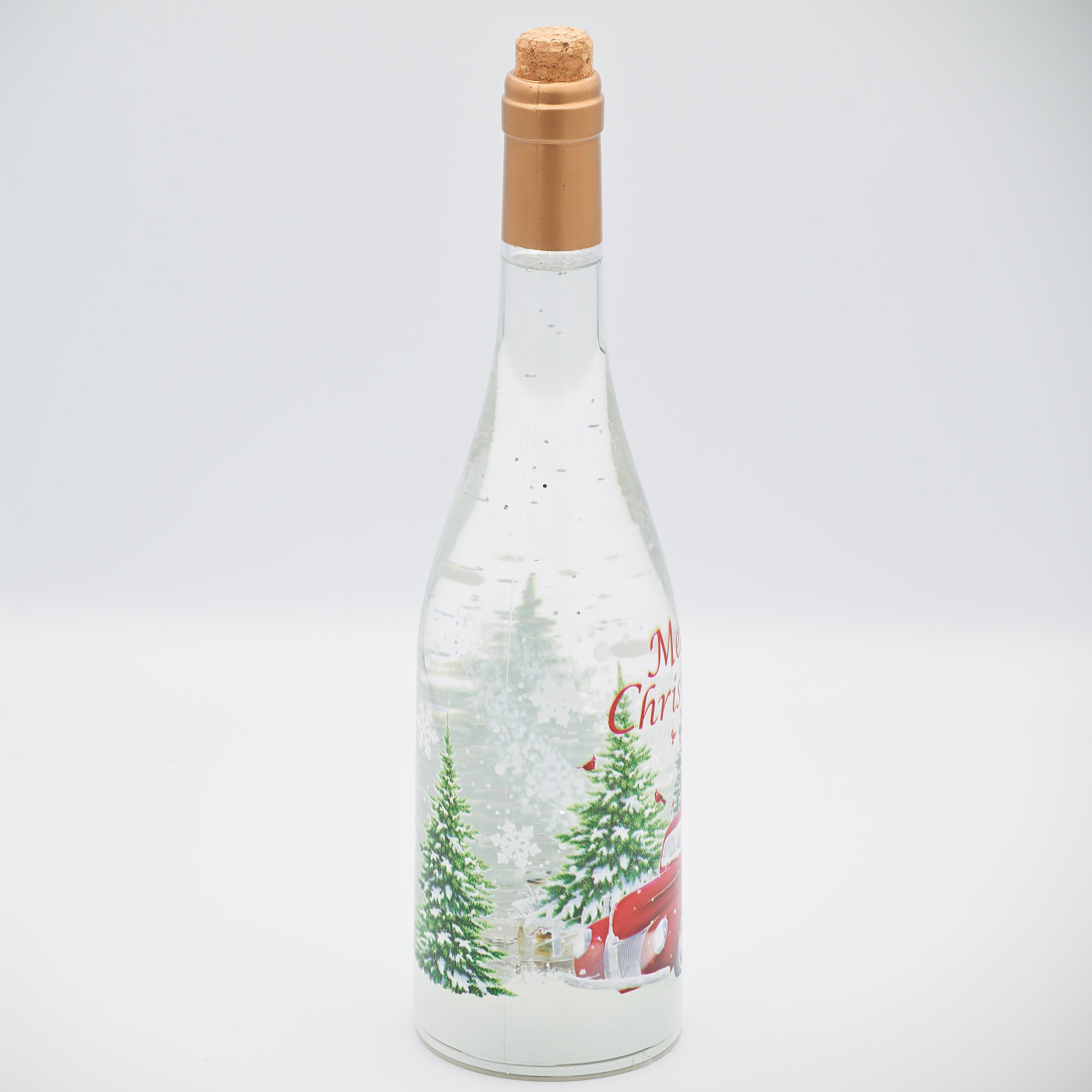 Confetti Lites Lighted Swirl Vintage Red Truck Wine Bottle