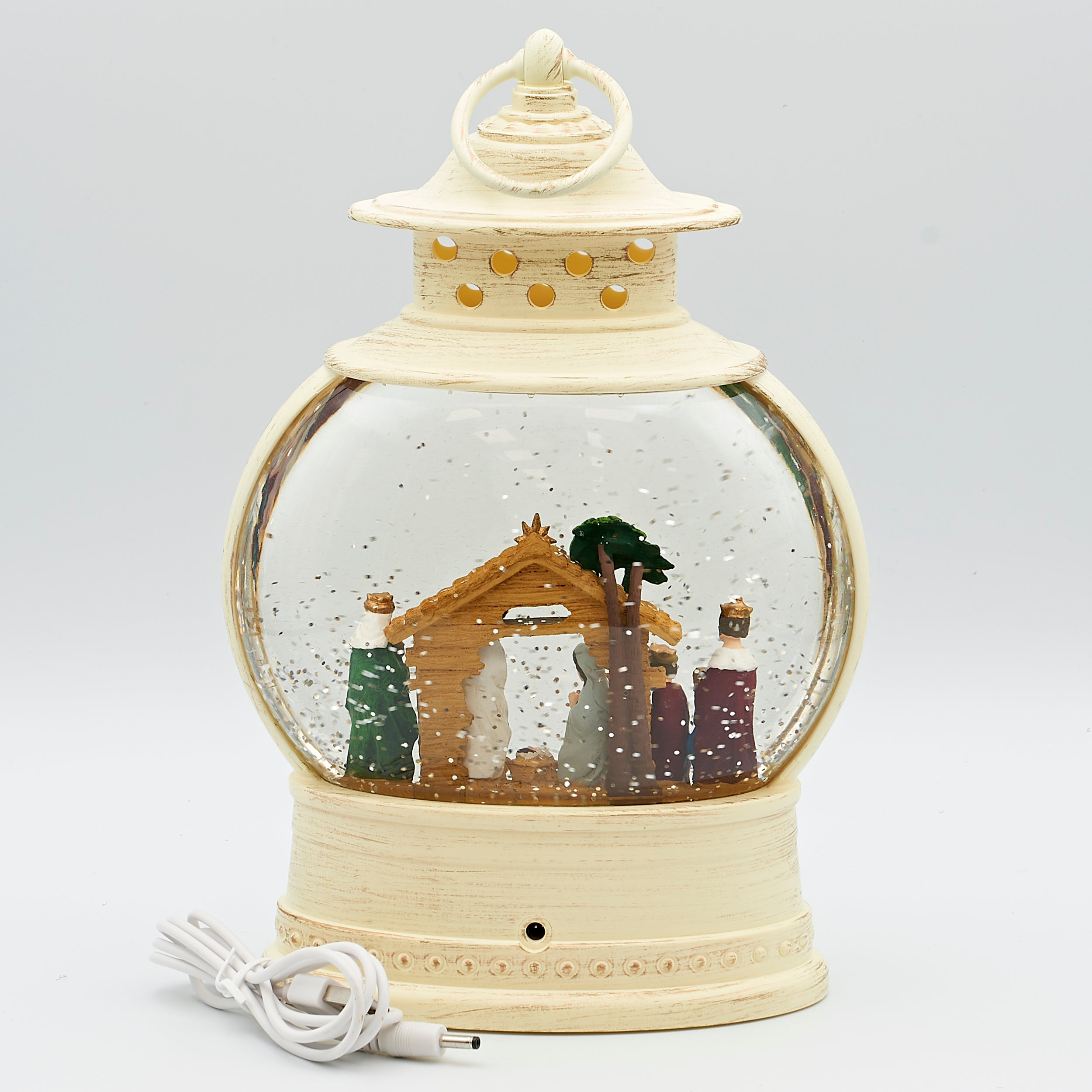 Confetti Lites Lighted Swirl Lantern with Nativity Scene