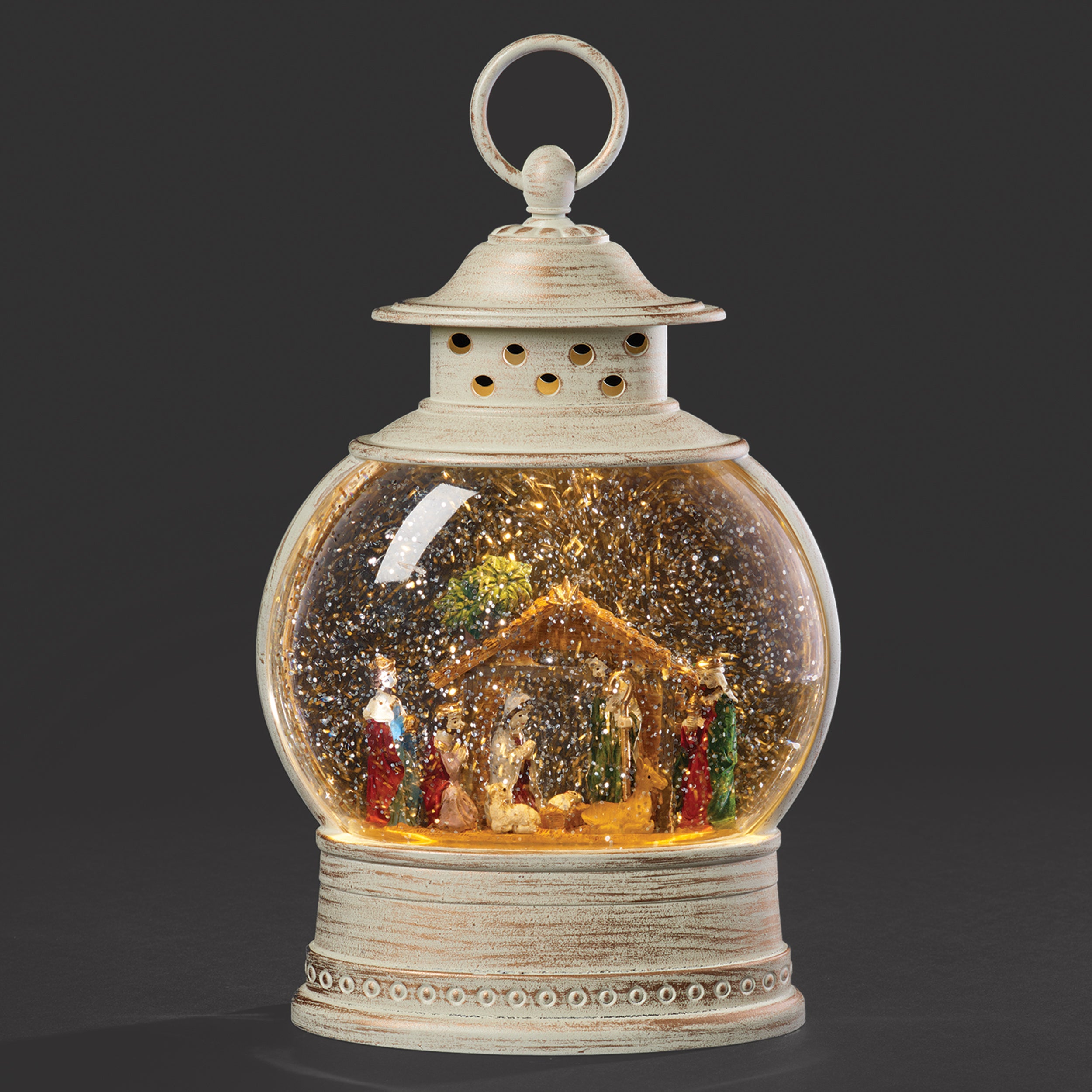 Confetti Lites Lighted Swirl Lantern with Nativity Scene