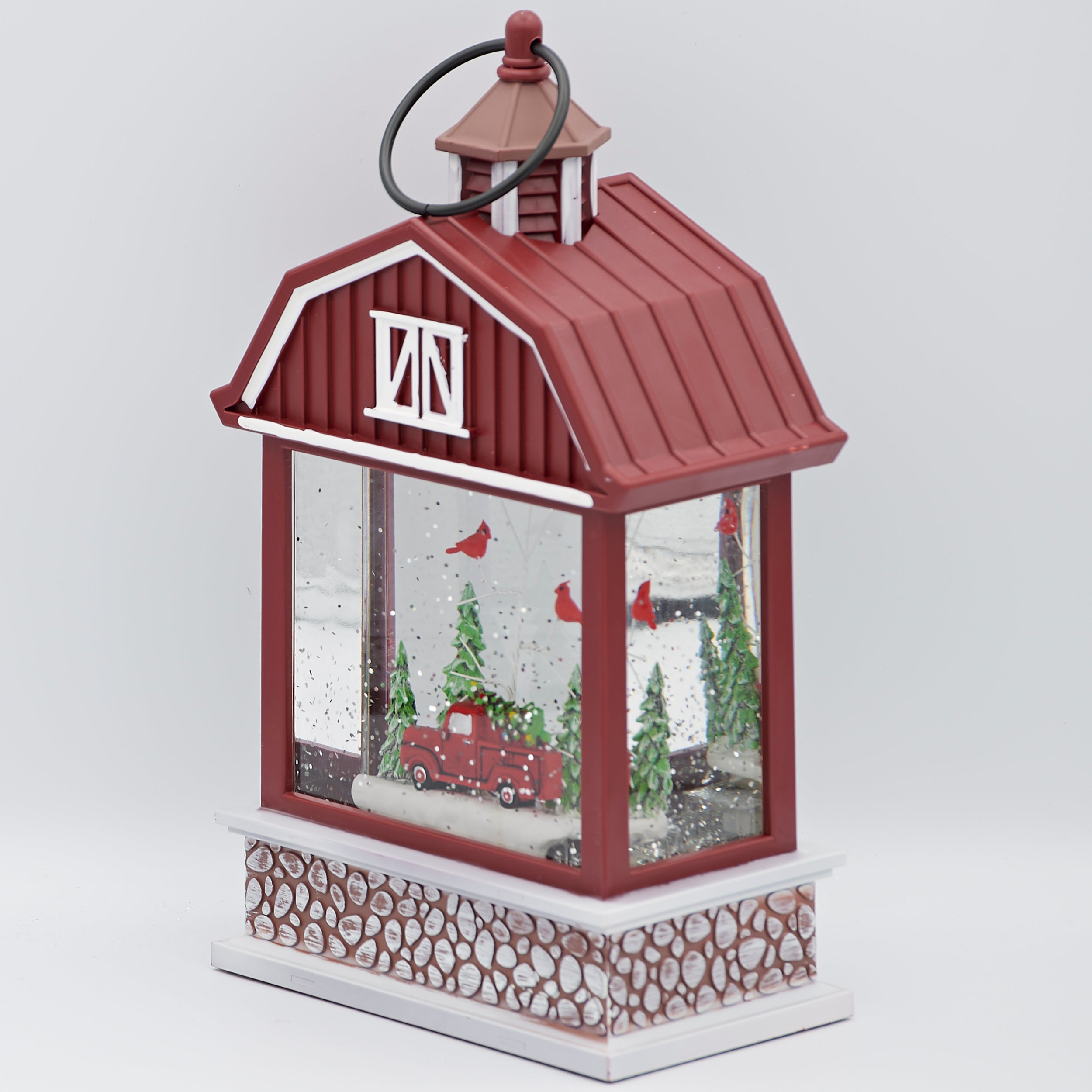 Confetti Lites Lighted Swirl Barn with Red Truck & Cardinals