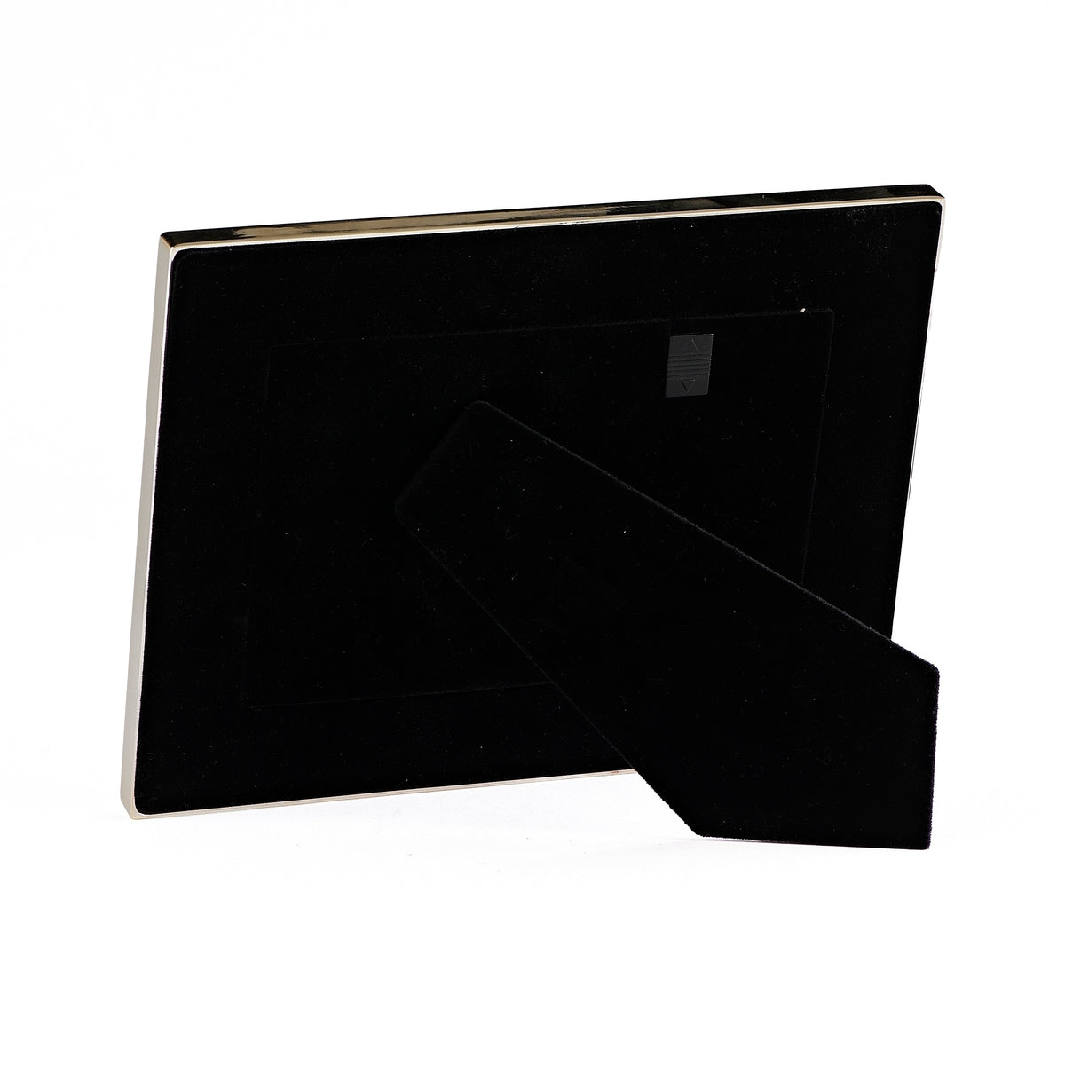 Back view of Caroline Collection Angel Wing Picture Frame showing the black backing and easel stand