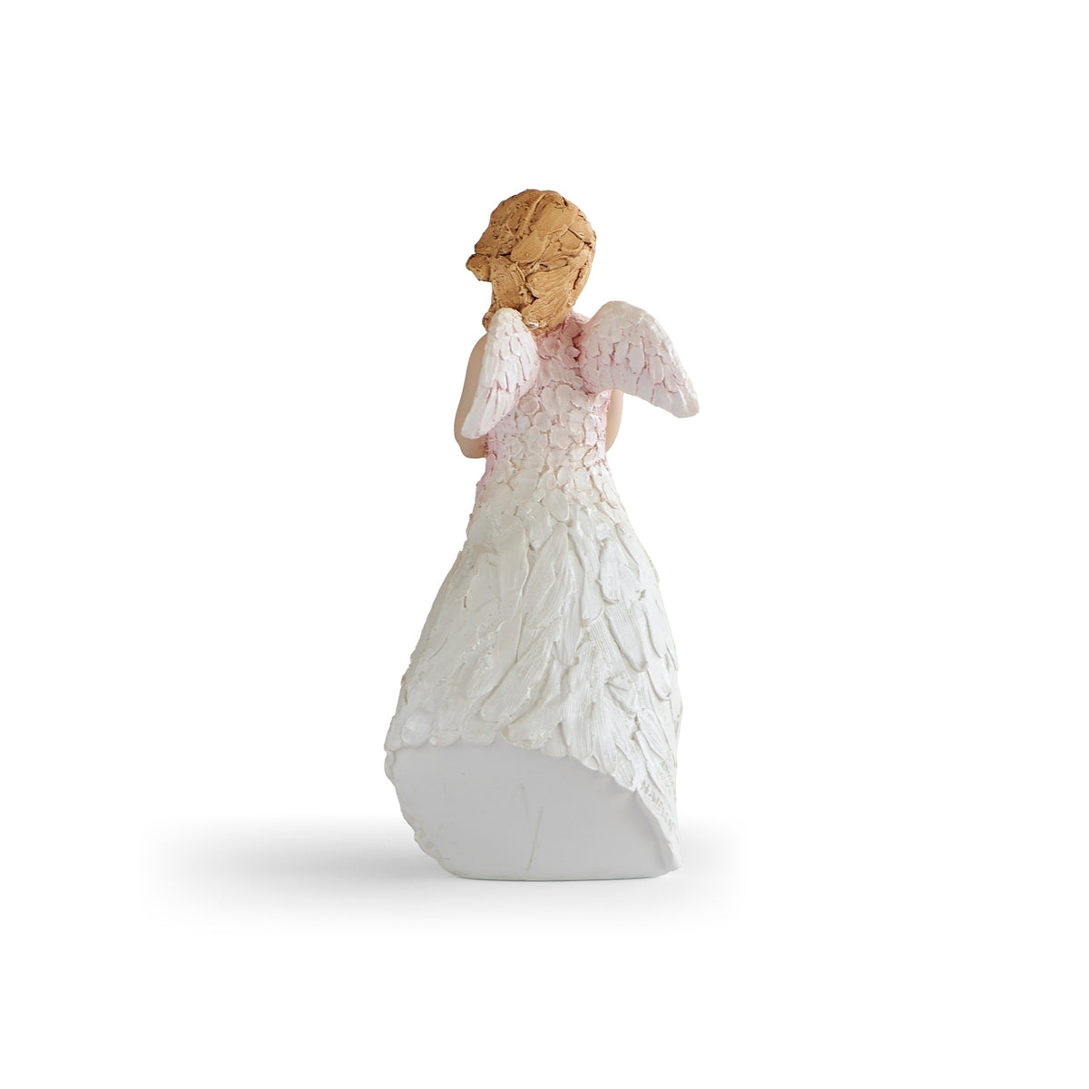 Full view of Angel of Strength Figure in a prayerful pose with flowing white gown and delicate wings