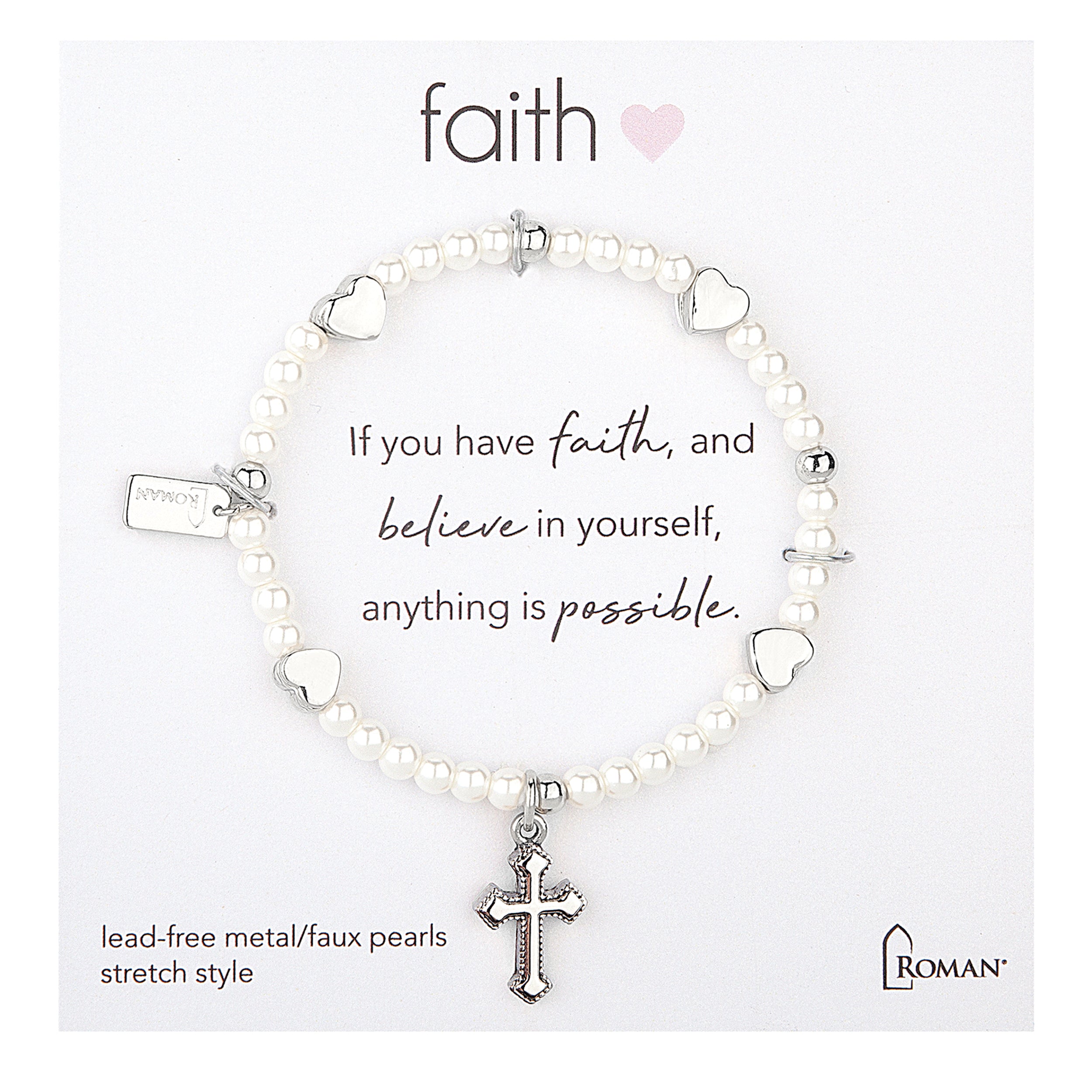 Children's Cross & Heart Stretch Bracelet