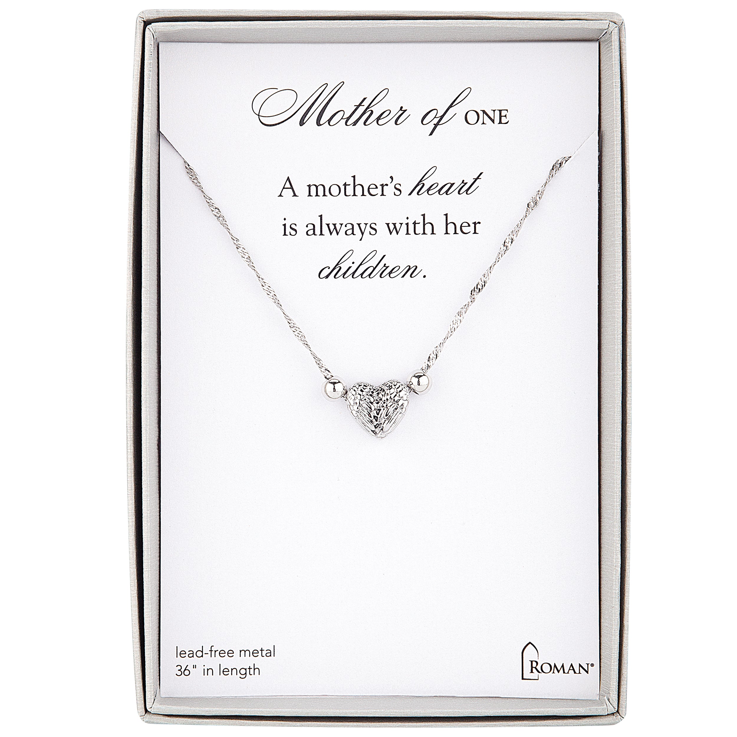 Mother's Silver Heart Charm Necklace by Number of Children