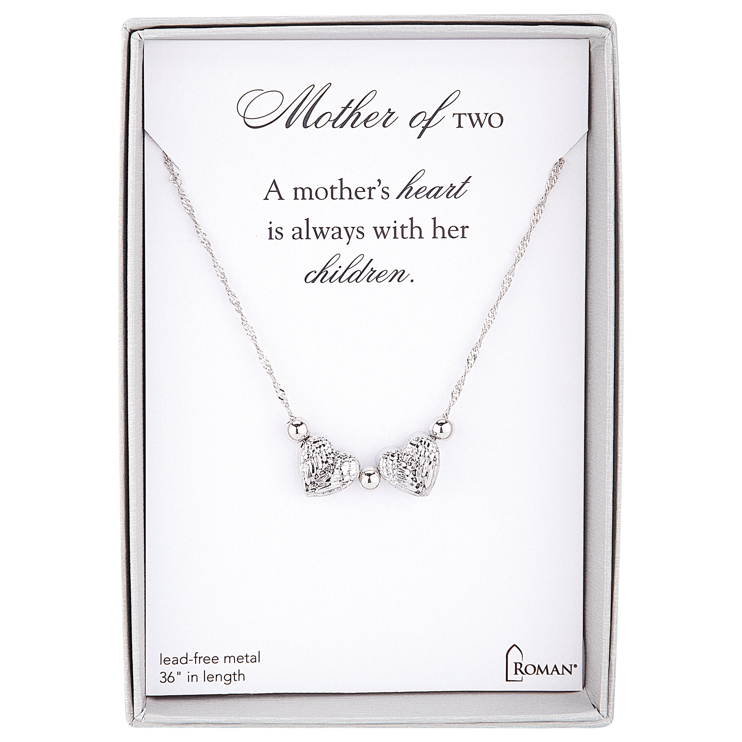 Mother's Silver Heart Charm Necklace by Number of Children