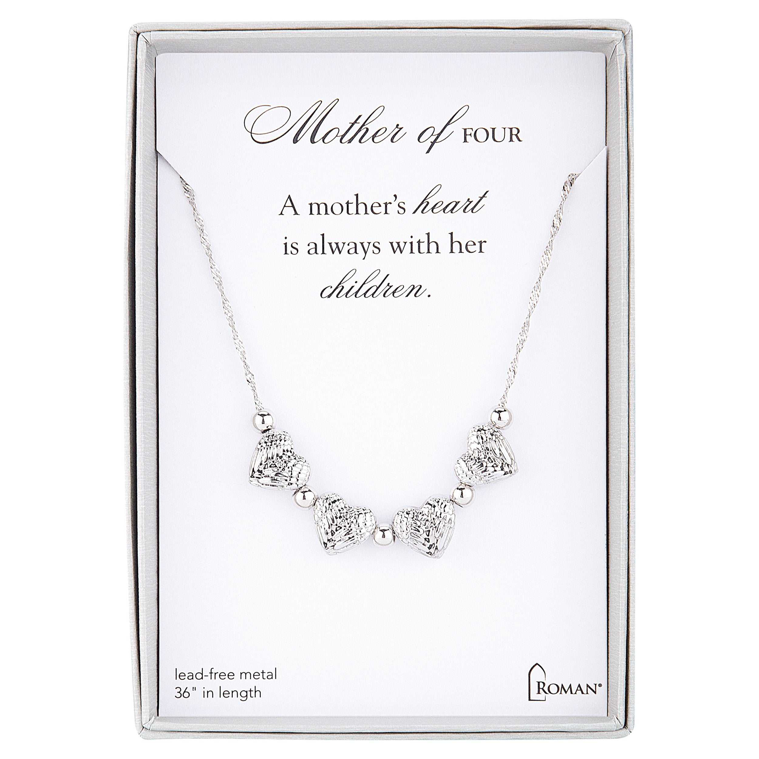 Mother's Silver Heart Charm Necklace by Number of Children