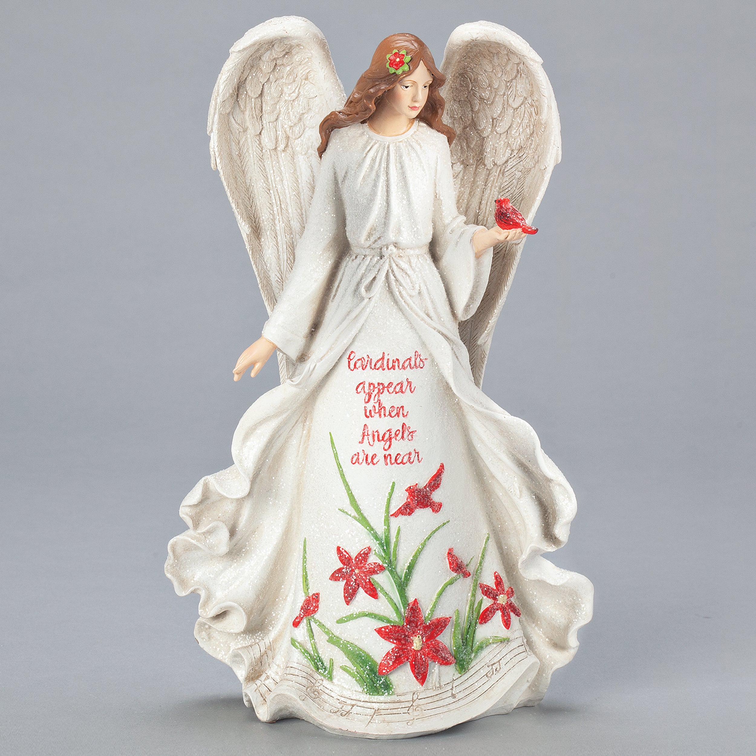 Angel with Poinsettia & Cardinal
