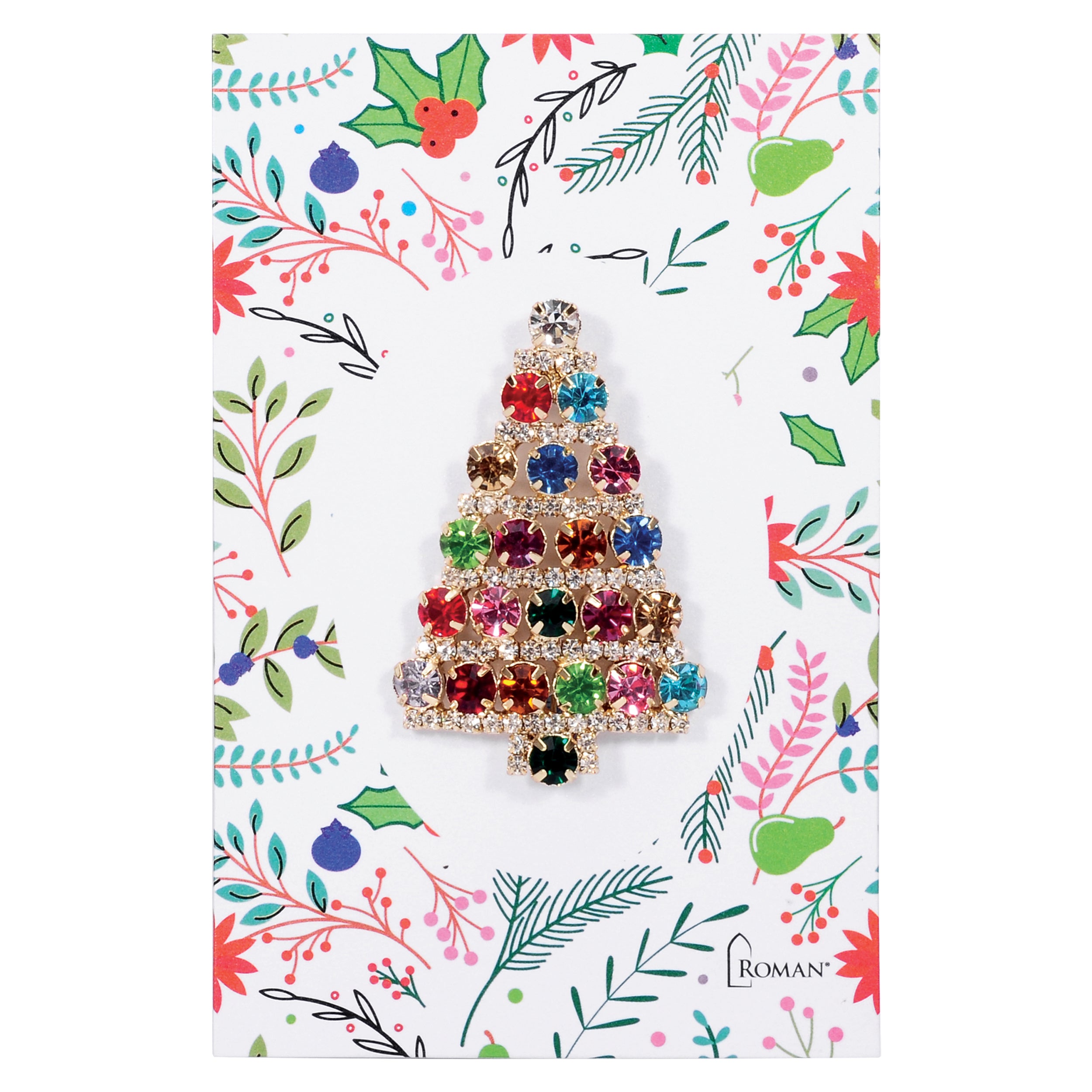 Festive Crystal Christmas Tree Pin