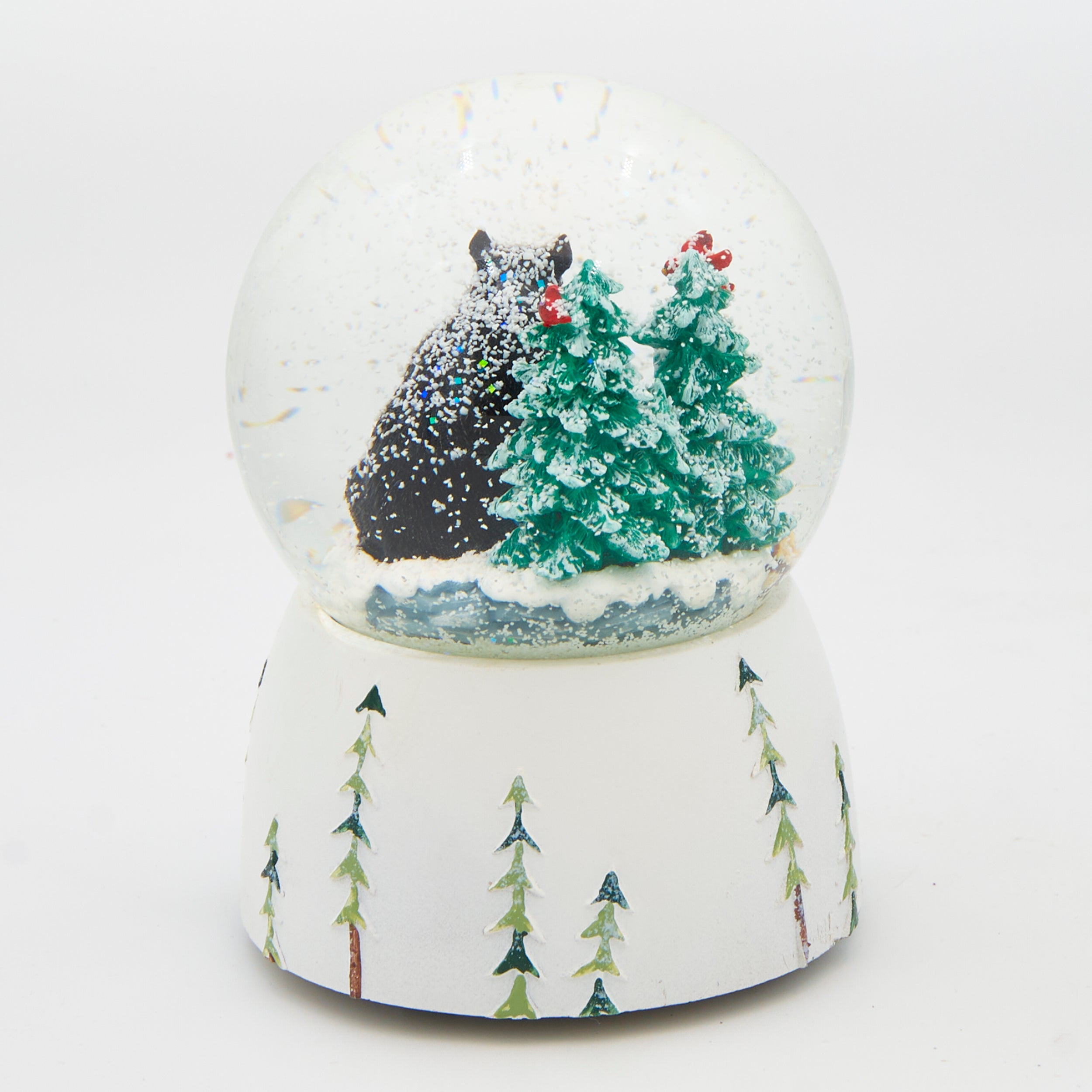 Glitterdome Musical Black Bear with Cardinals – "Let It Snow" Tune