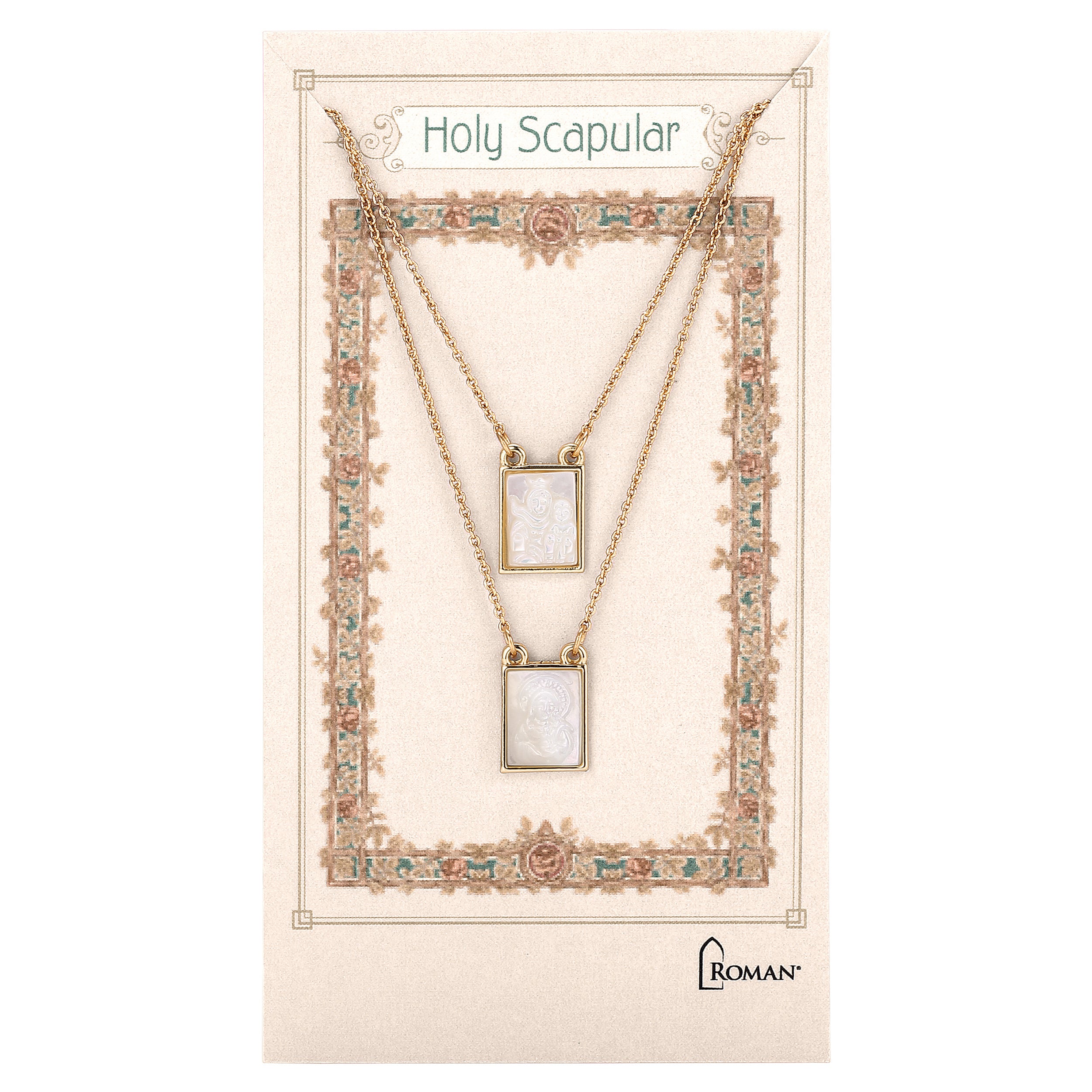 Infinity Scapular Necklace with Framed Shell Pendants