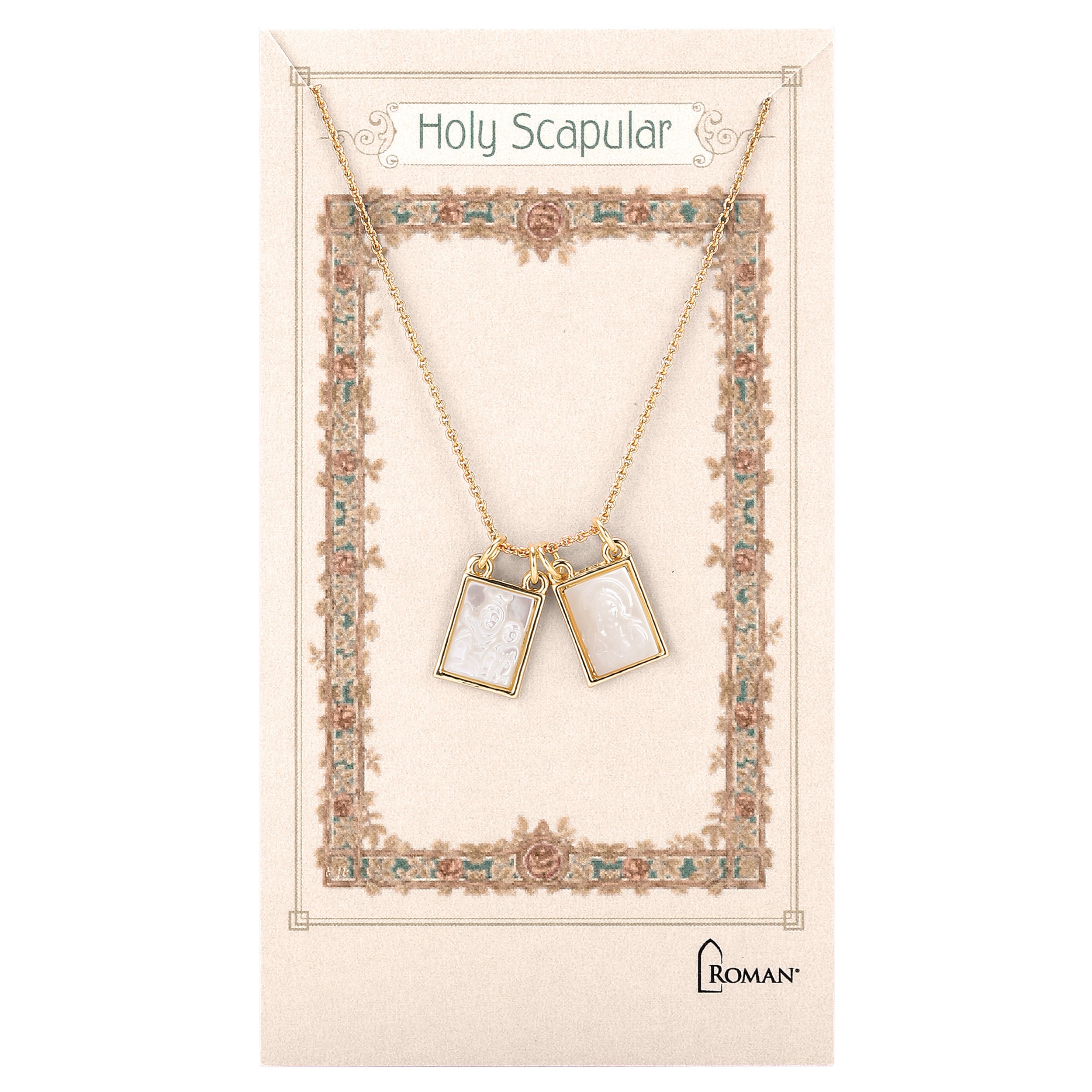 Scapular Necklace with Framed Shell Pendants