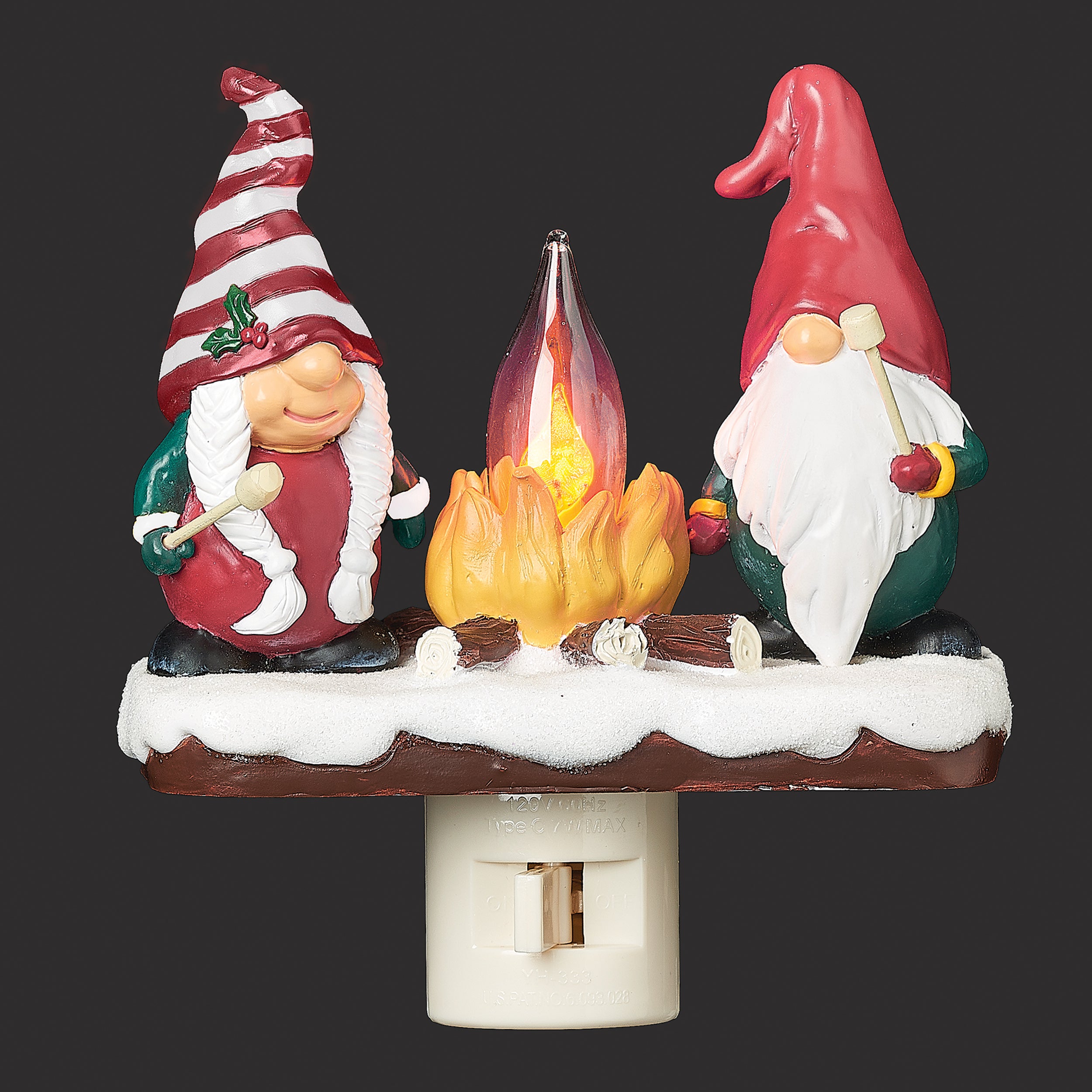 Roman Lights Gnome Couple by Flickering Campfire Night-Light