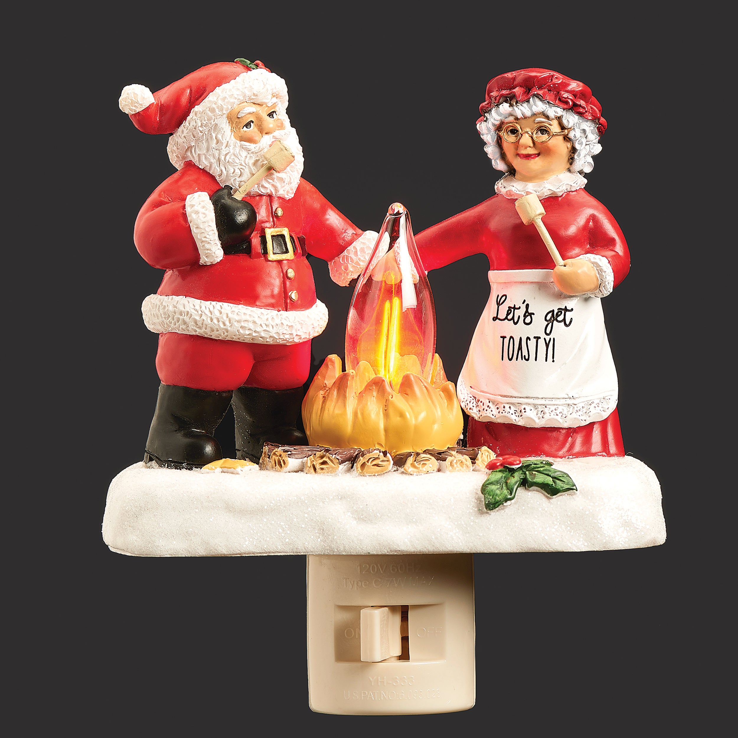 Roman Lights Santa & Mrs. Claus by Flickering Campfire Night-Light