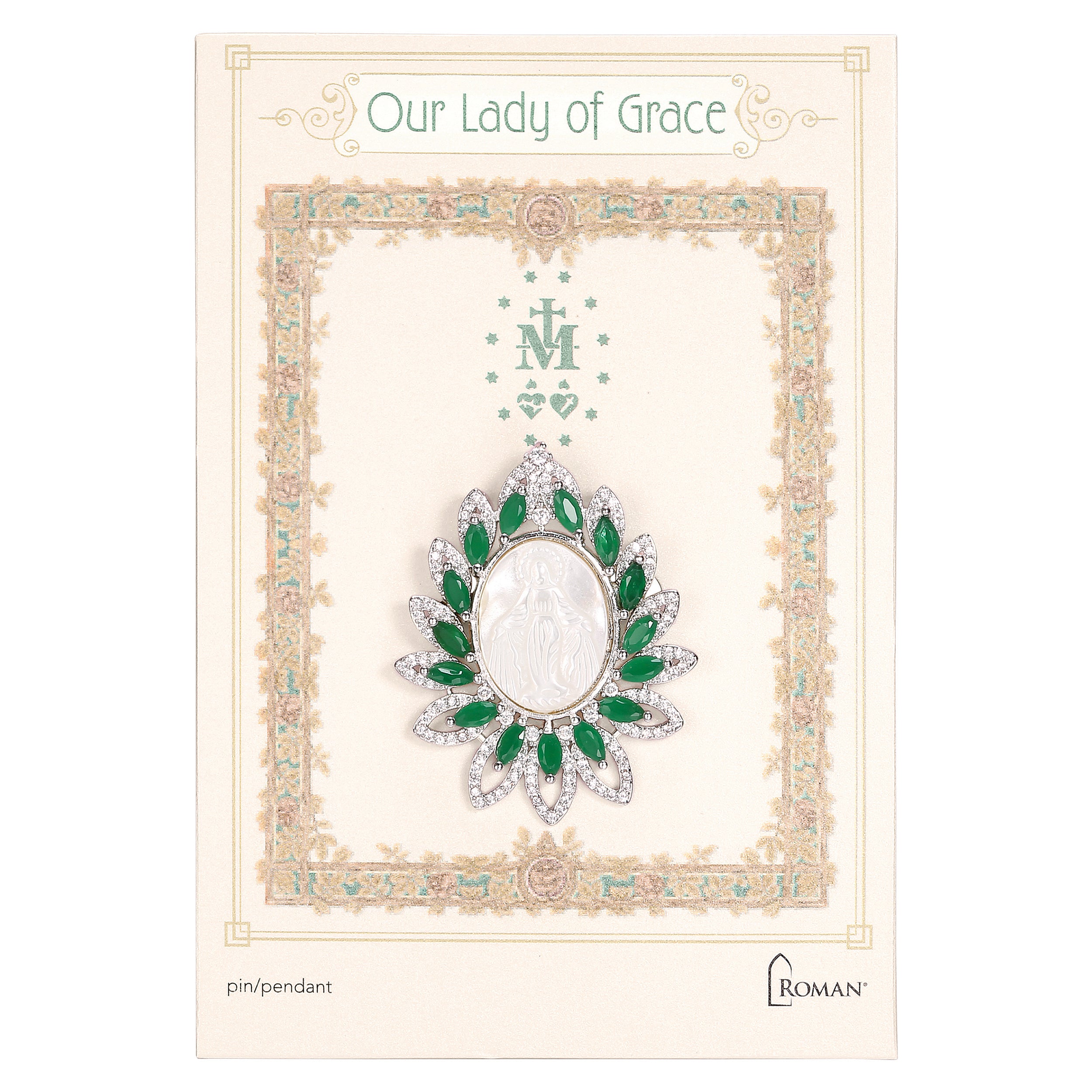 Our Lady of Grace Oval Pin & Pendant