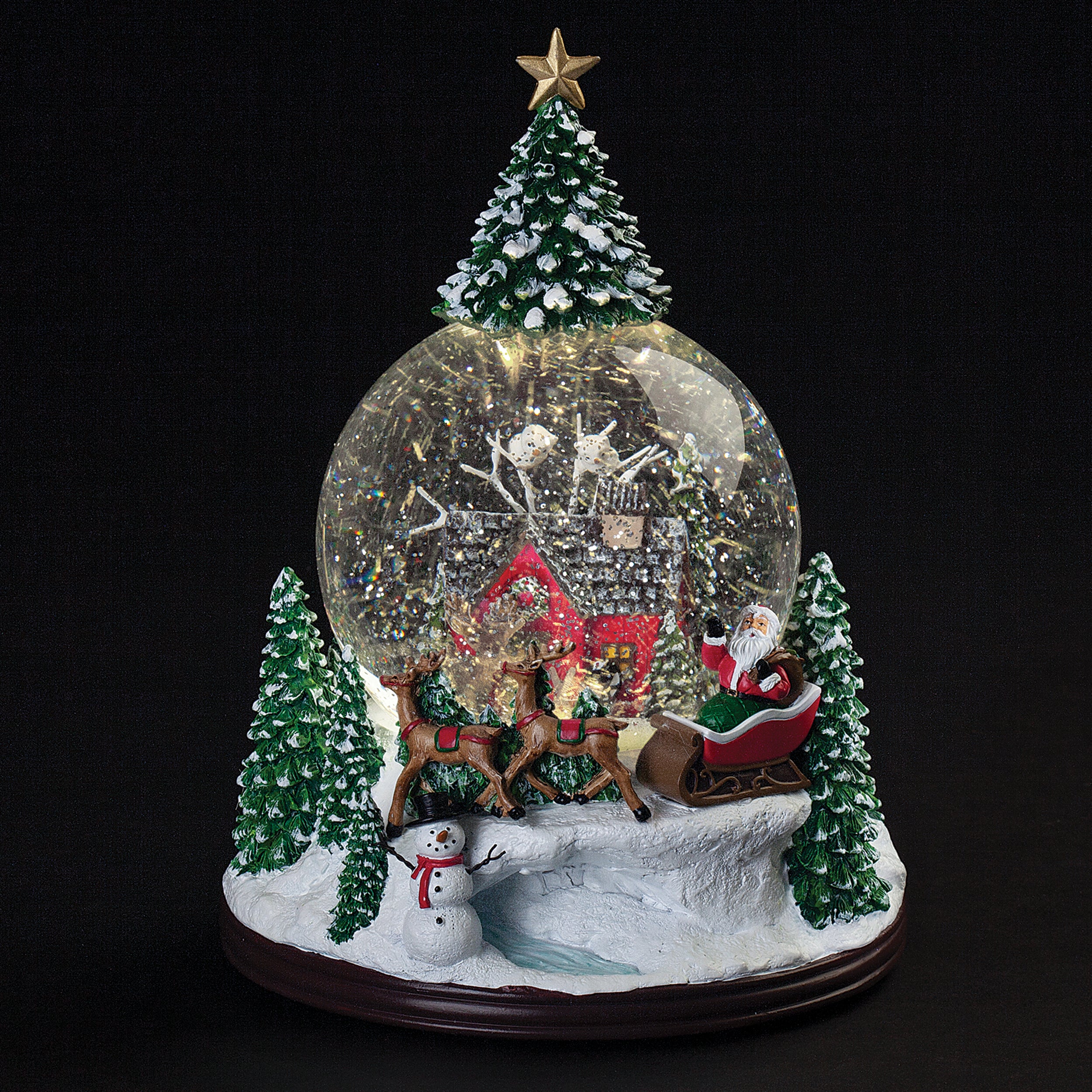 Glitterdome Lighted Musical Cabin with Treetop Swirl – "Deck the Halls" Tune
