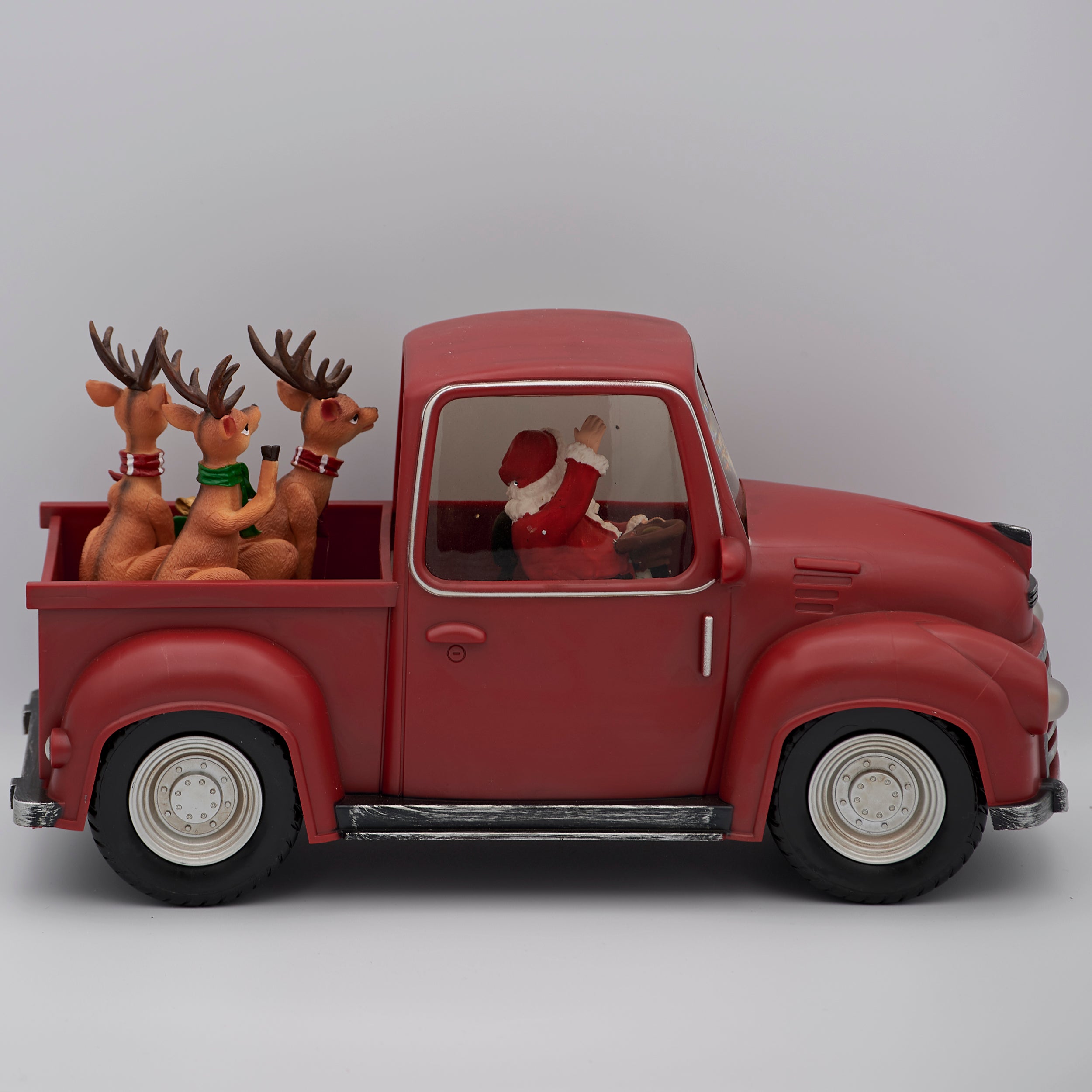 Confetti Lites Lighted Swirl Red Truck with Santa Driving & Reindeer