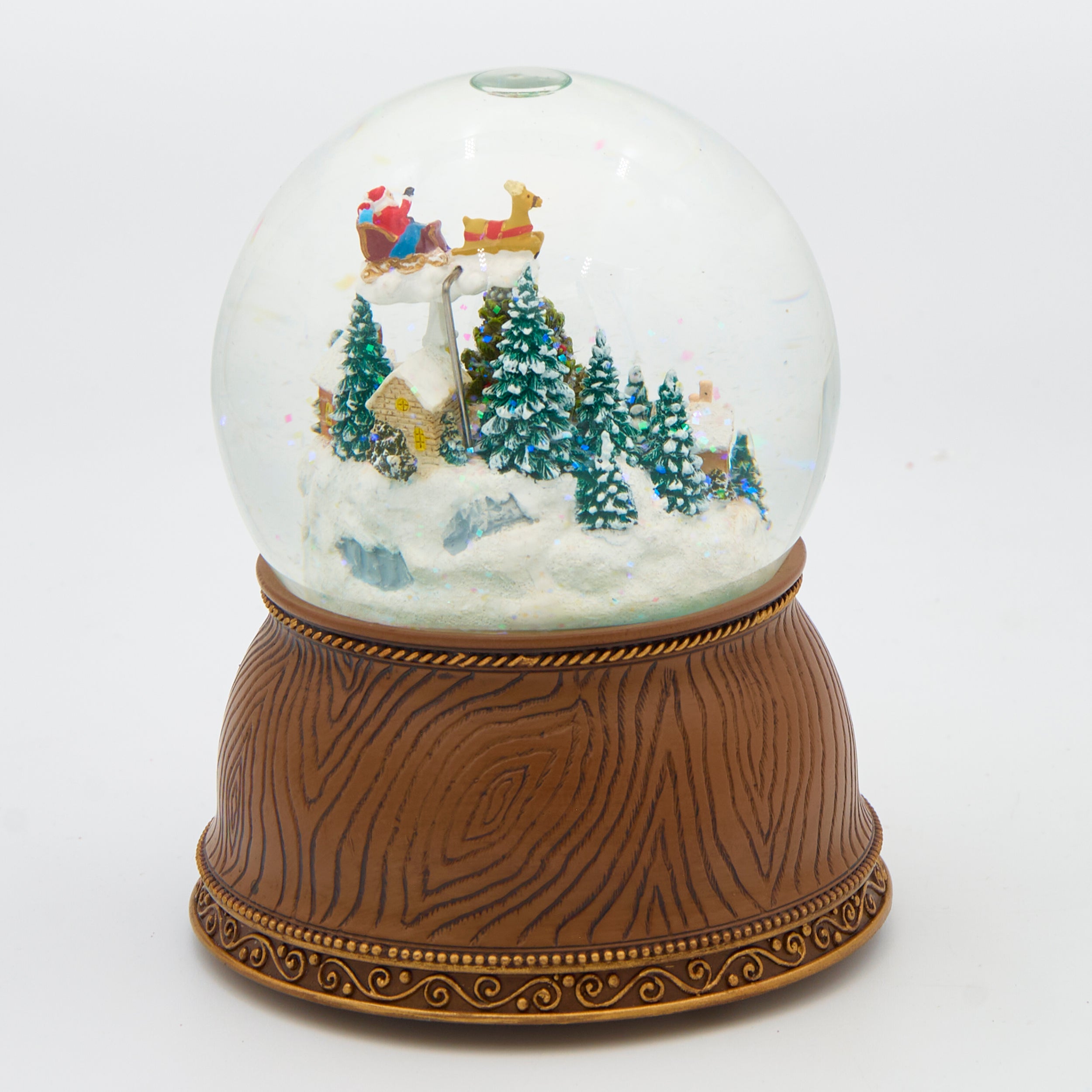 Glitterdome Musical Village with Rotating Santa & Tree – "We Wish You a Merry Christmas" Tune