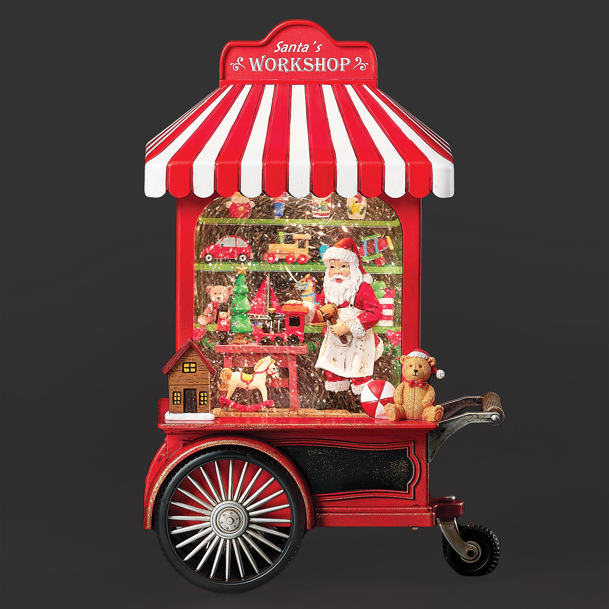 Confetti LitesLighted Swirl Toyshop Cart with Santa