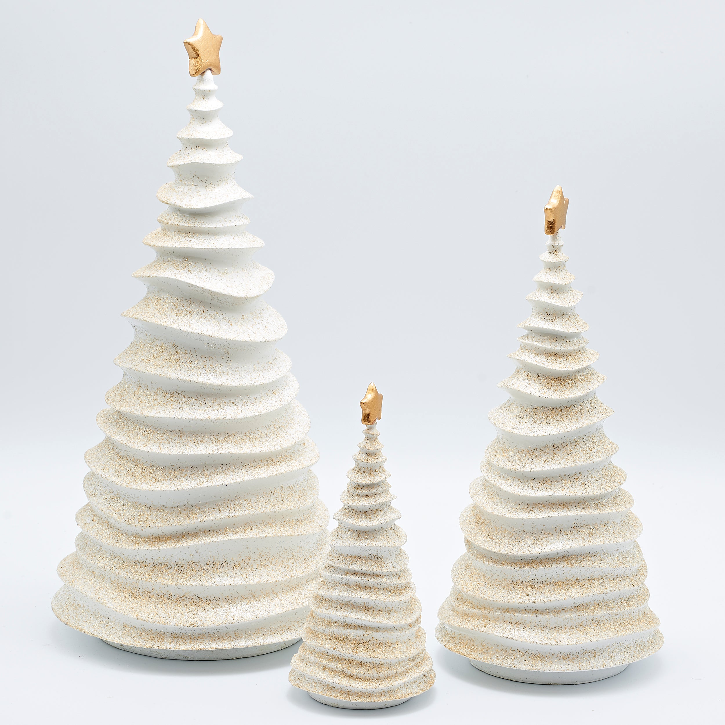 Frosting Trees with Gold Glitter & Star Set