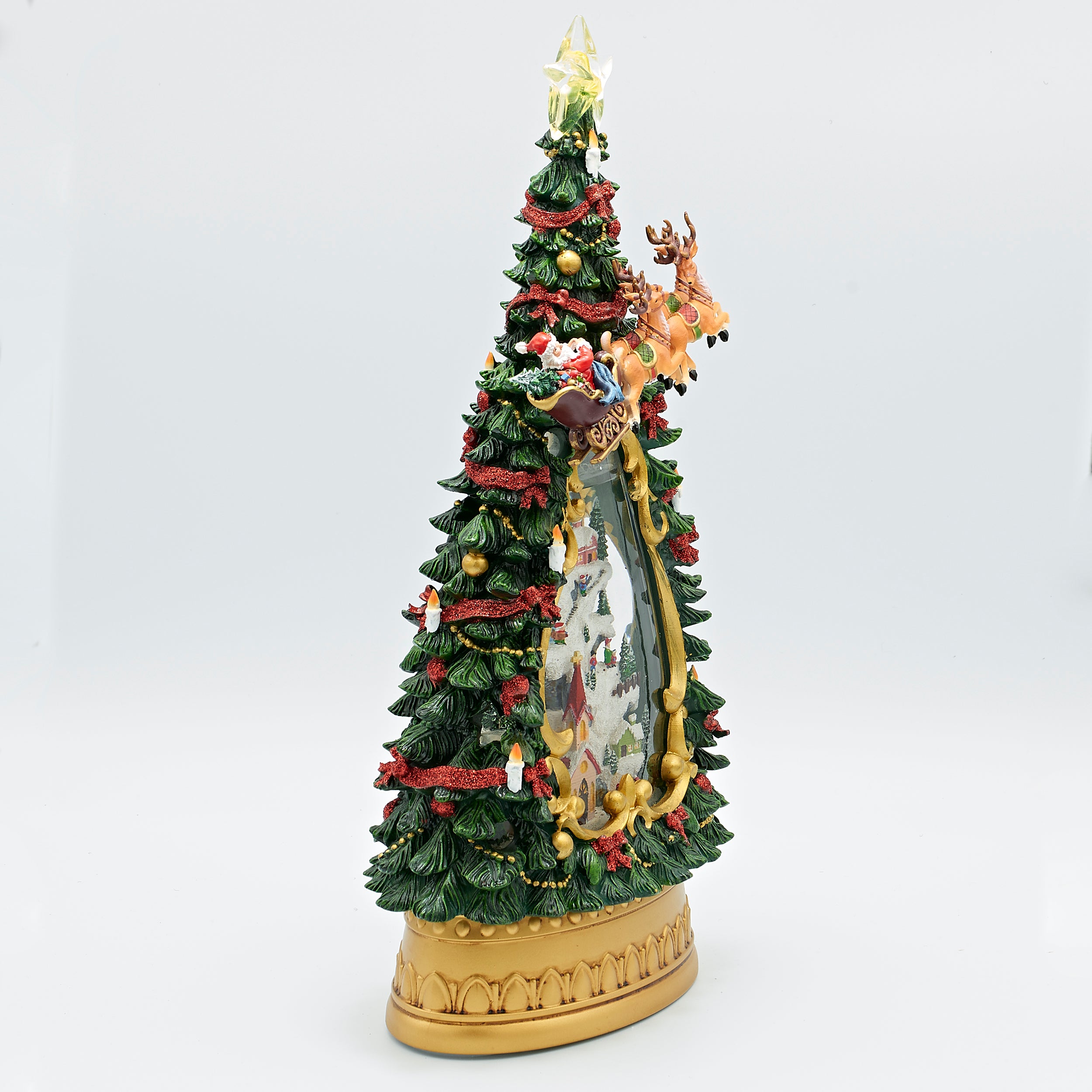 Confetti Lites Lighted Swirl Village with Santa Sleigh, Church & Christmas Tree