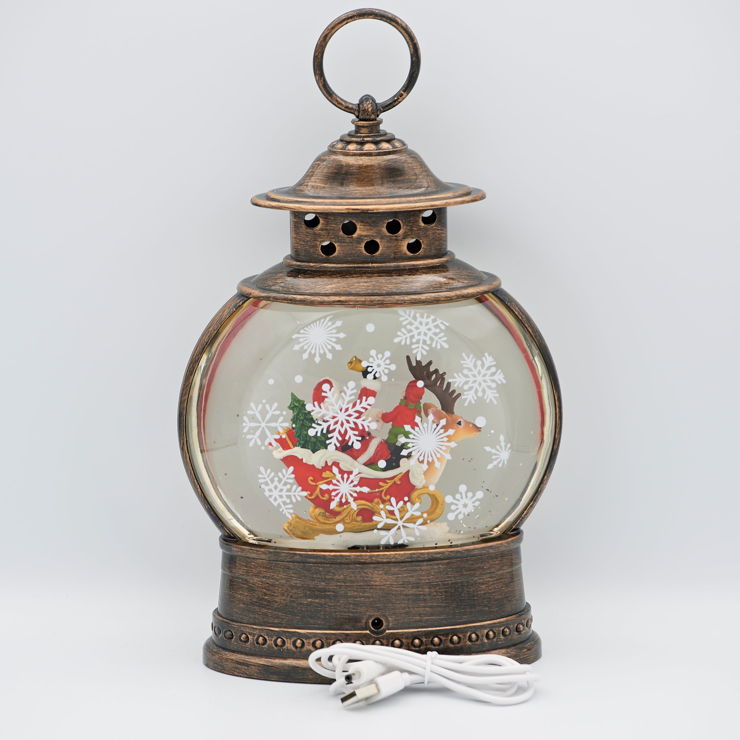 Confetti Lites Lighted Swirl Lantern with Santa & Reindeer