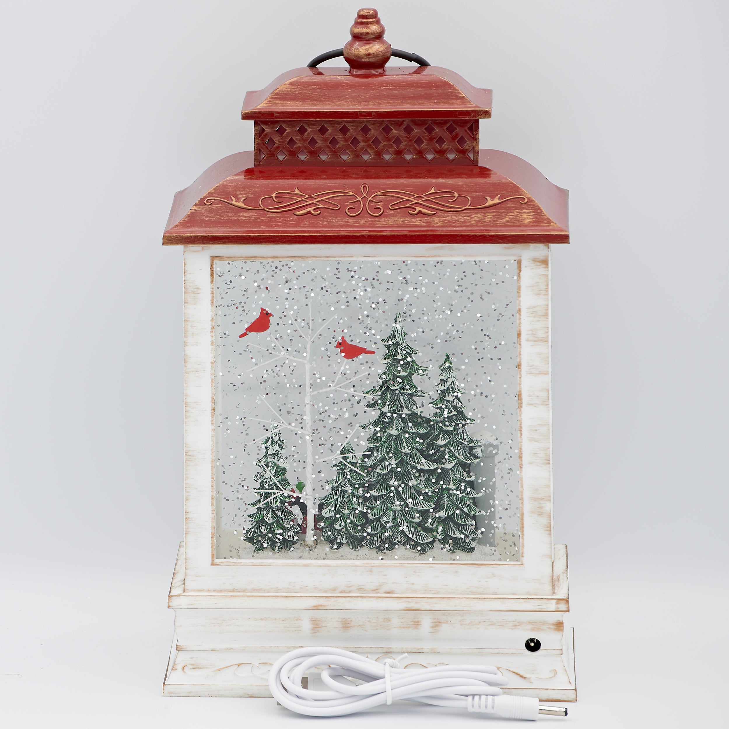 Confetti Lites Lighted Swirl Lantern with Farmer Santa on Tractor