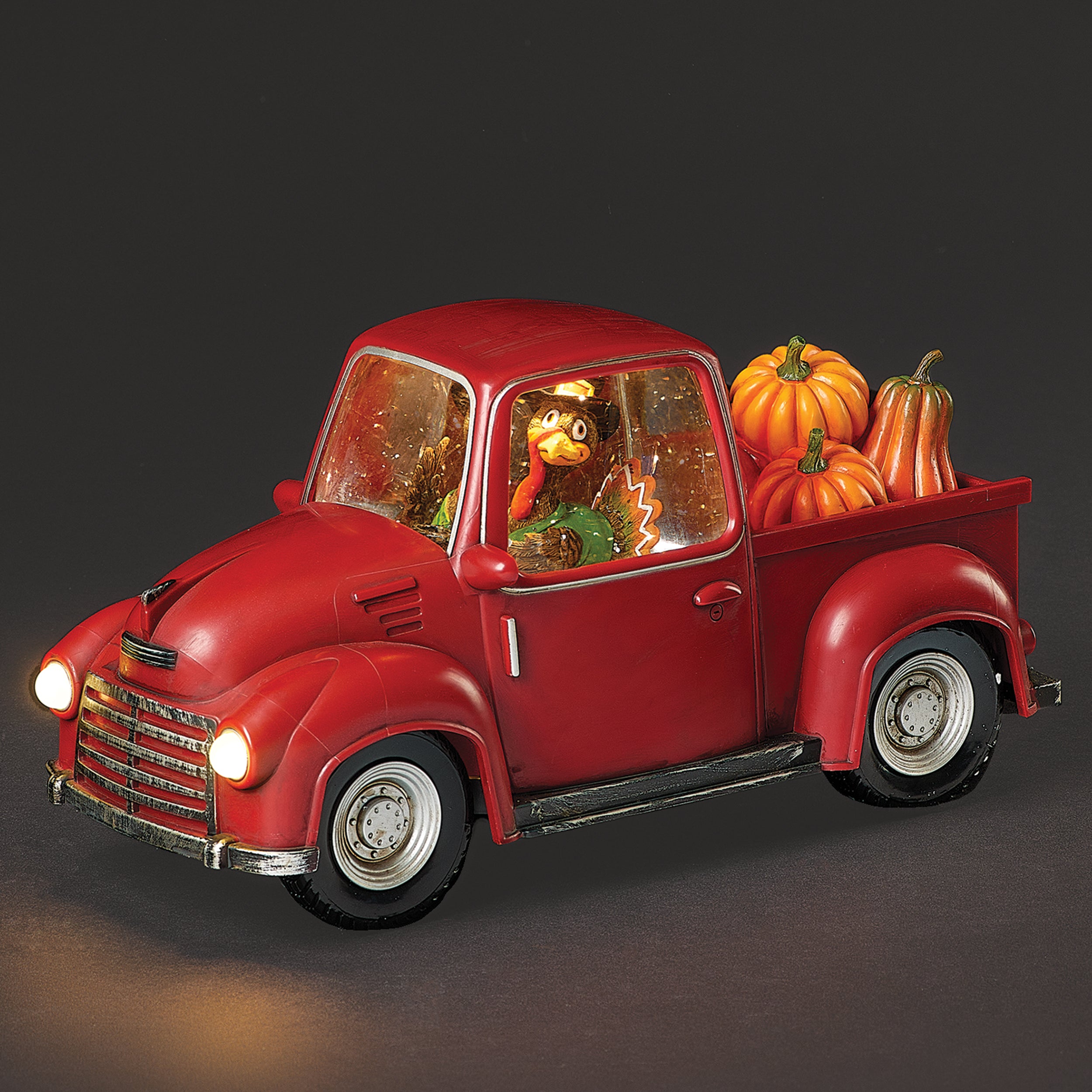 Lighted Swirl Vintage Truck with Turkey Pilgrim