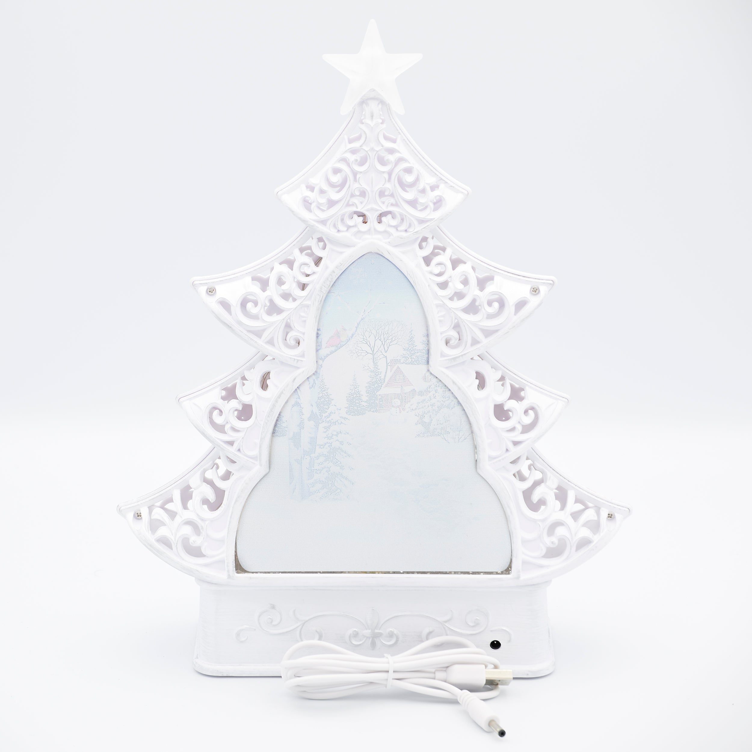 Confetti Lites Lighted Swirl Tree with Cardinal & Birdhouse Scene