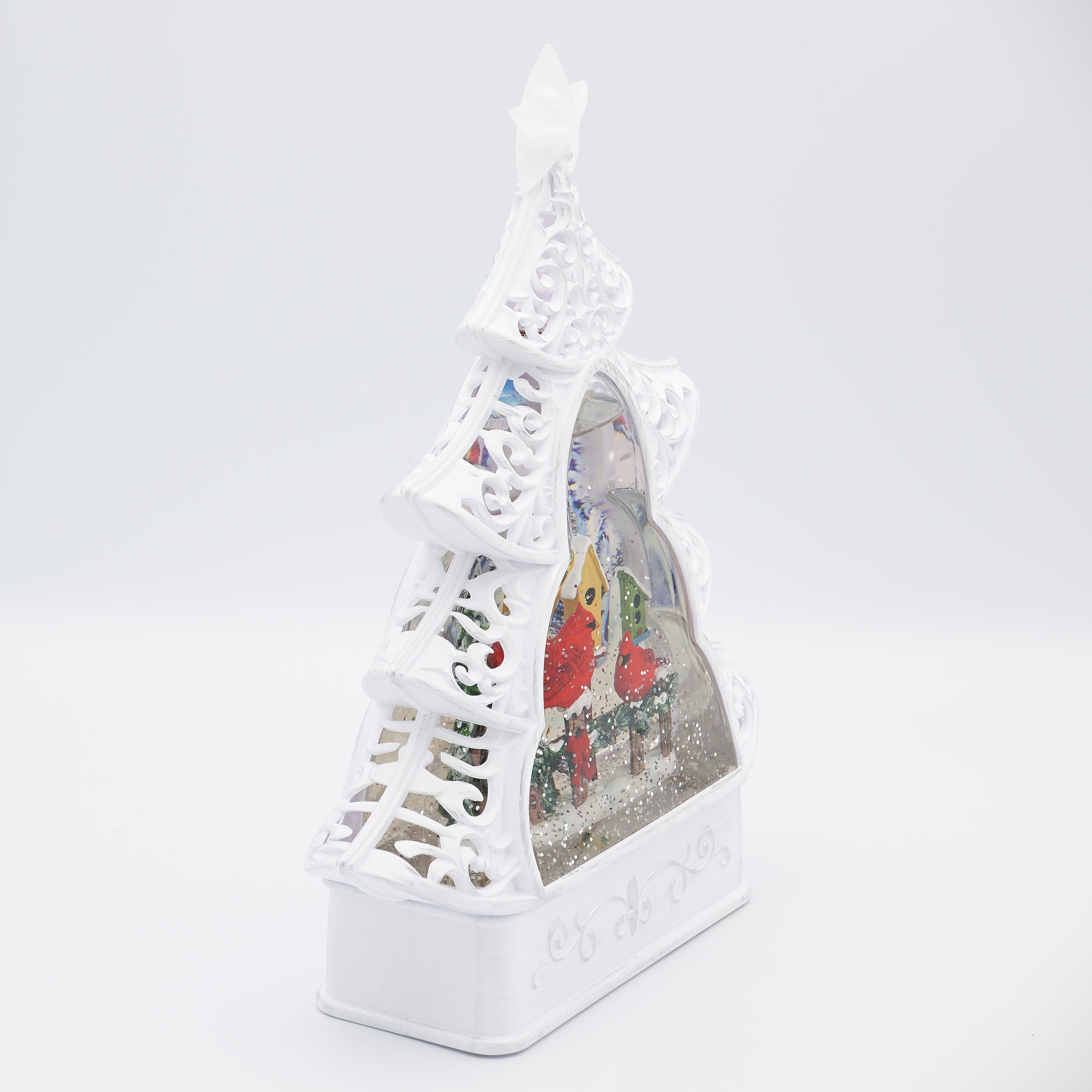 Confetti Lites Lighted Swirl Tree with Cardinal & Birdhouse Scene