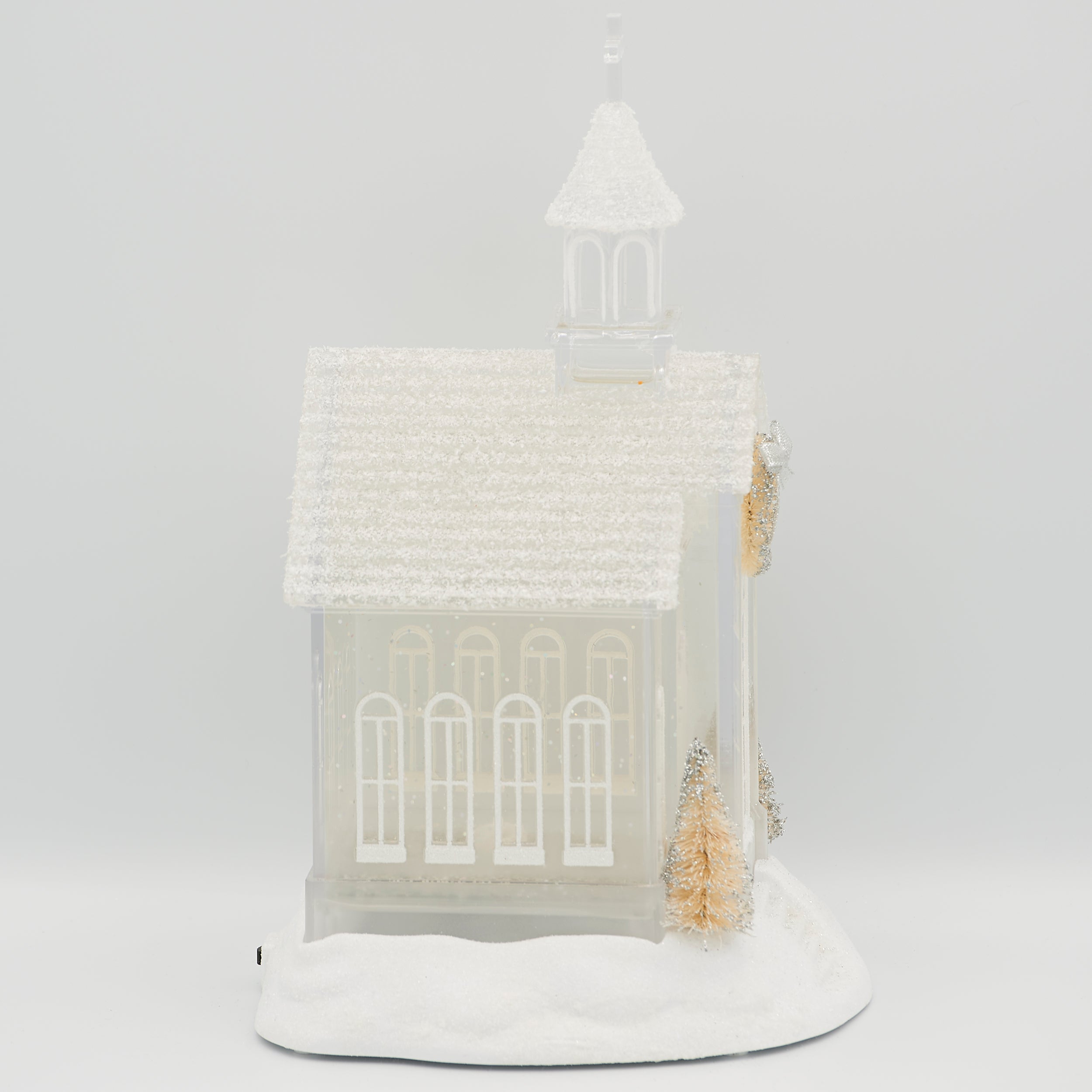 Confetti Lites Lighted Swirl Church with Gold Trees & Wreath