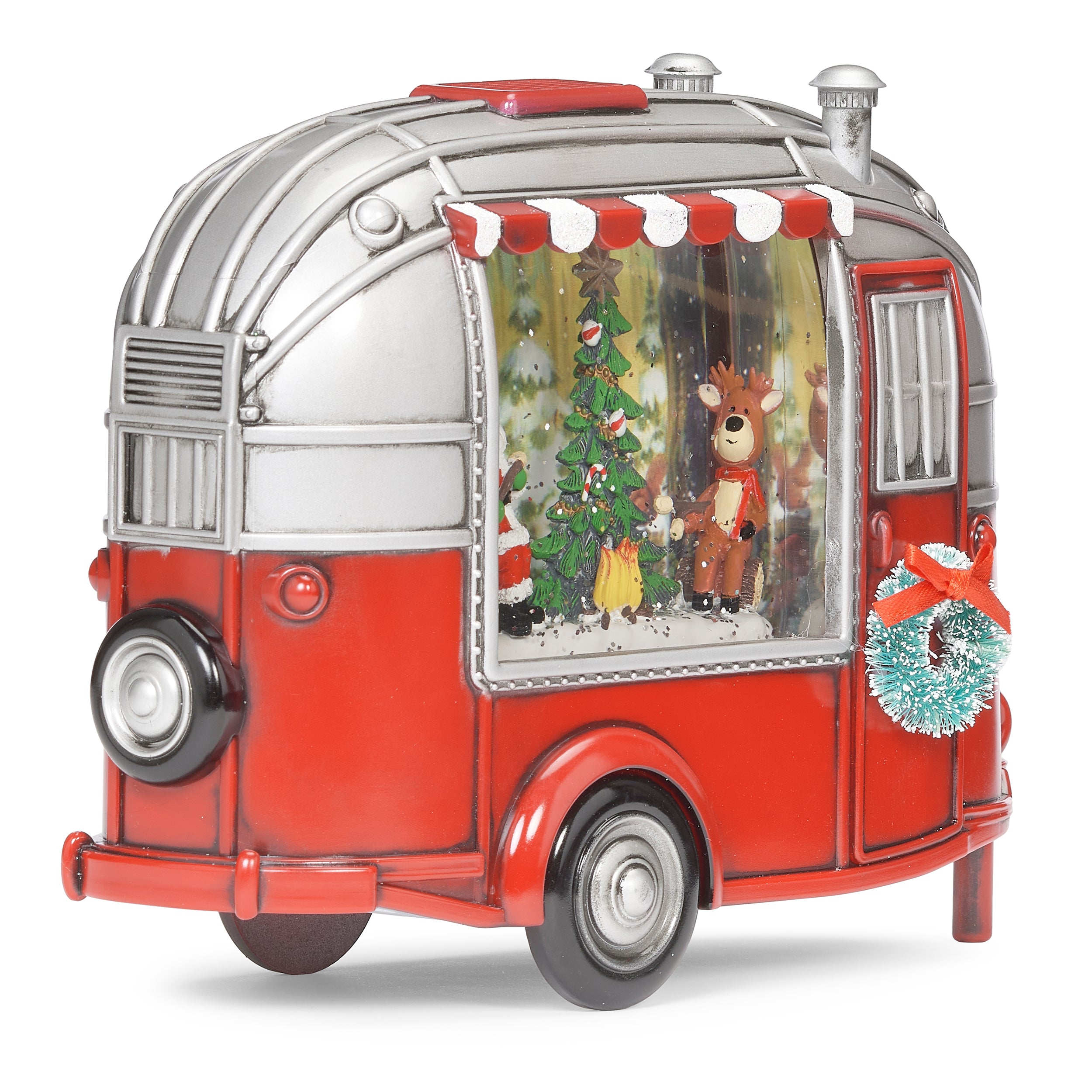 Confetti Lites Lighted Swirl Vintage Camper with Santa & Reindeer Campfire