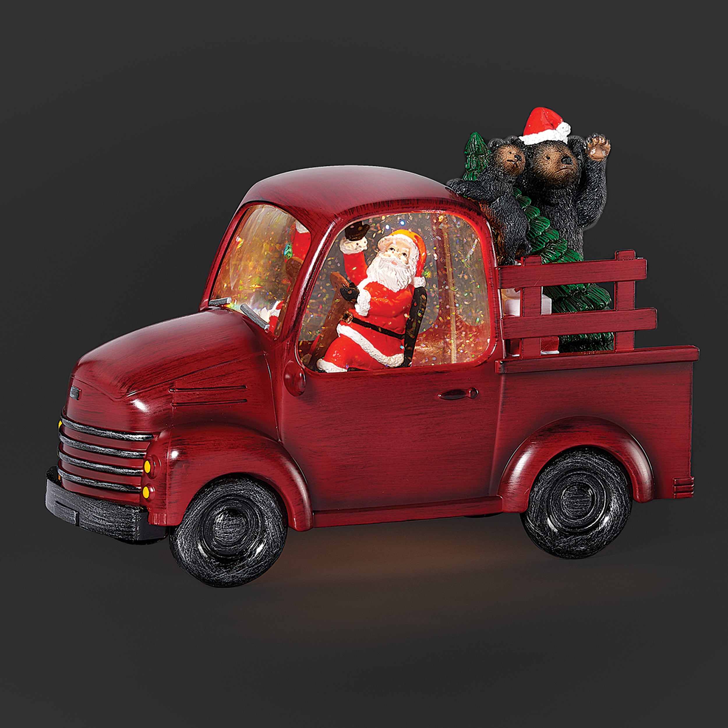 Confetti Lites Lighted Swirl Vintage Truck with Santa, Black Bear & Christmas Tree