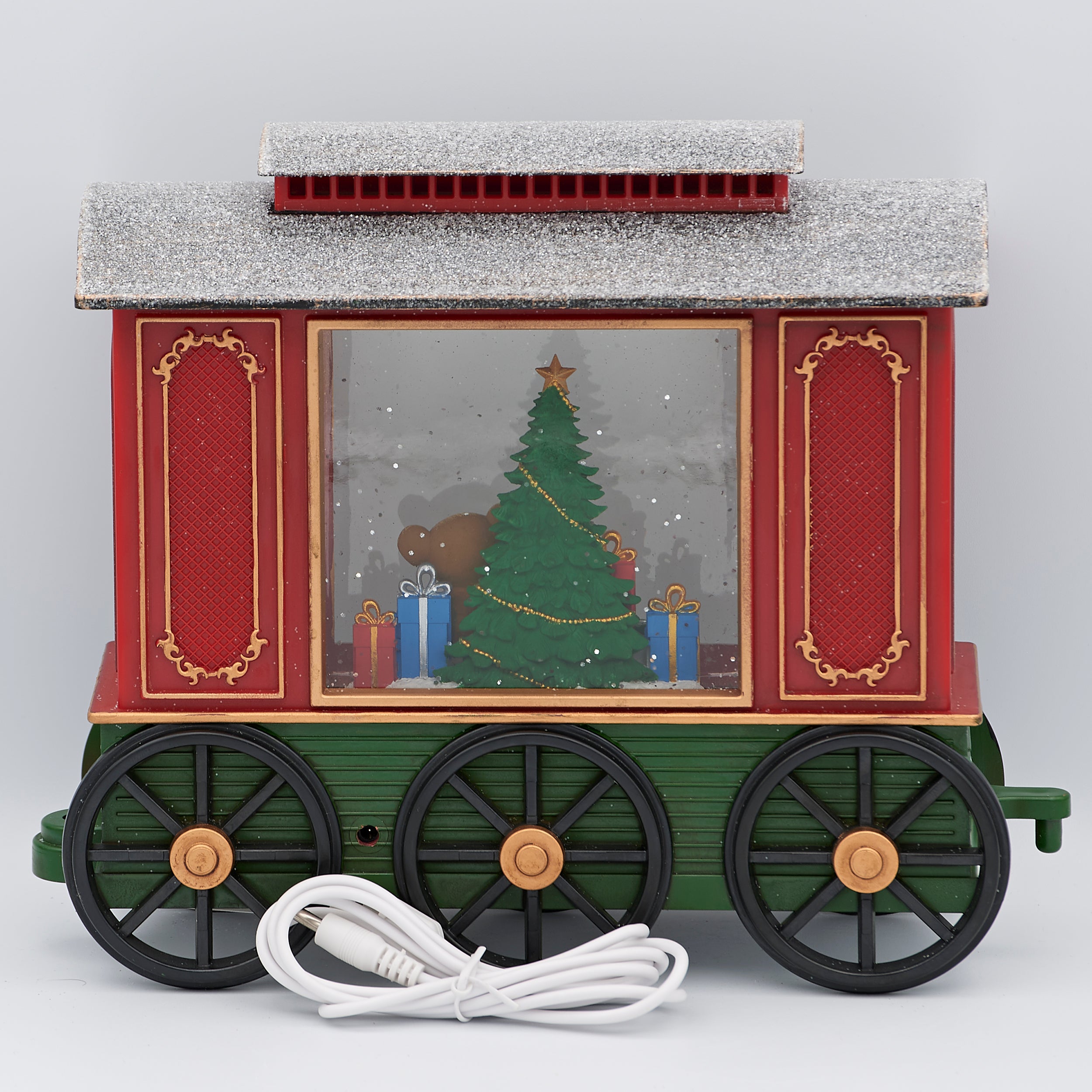 Confetti Lites Lighted Swirl Train Car with Bear & Christmas Tree