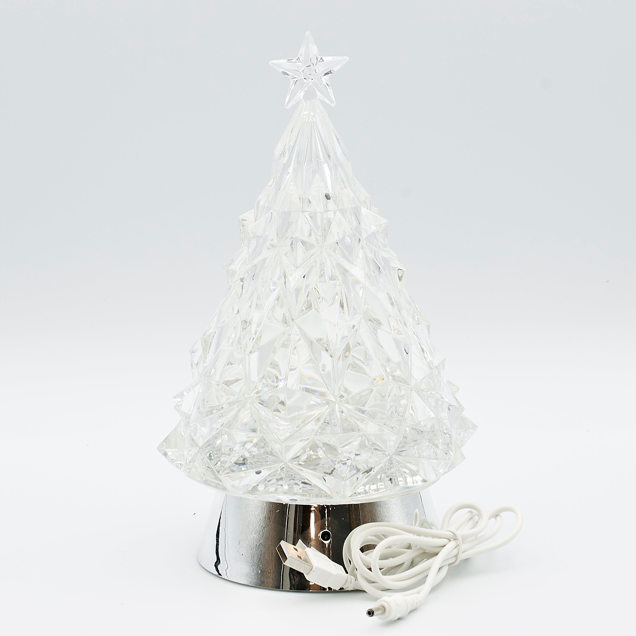 Confetti Lites Lighted Swirl Clear Tree with Star & Silver Base