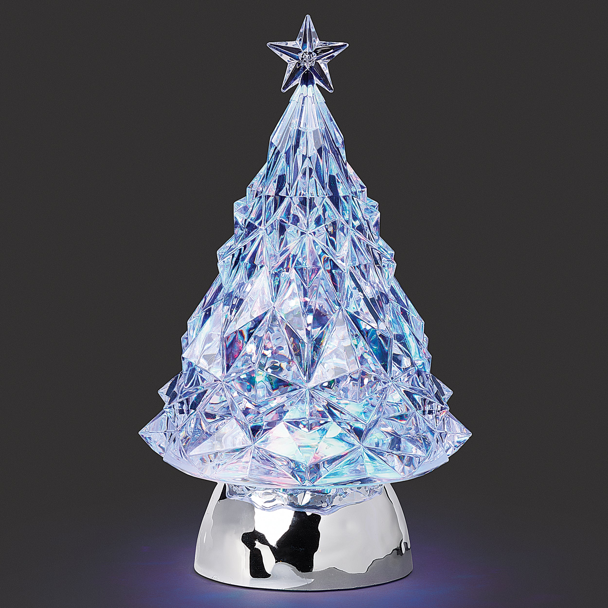 Confetti Lites Lighted Swirl Clear Tree with Star & Silver Base