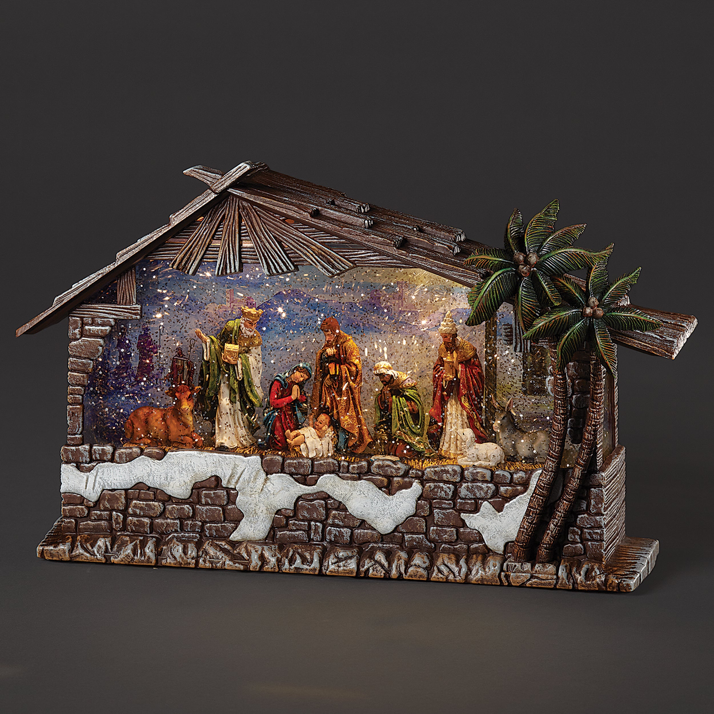 Confetti Lites Lighted Musical Swirl Nativity Stable