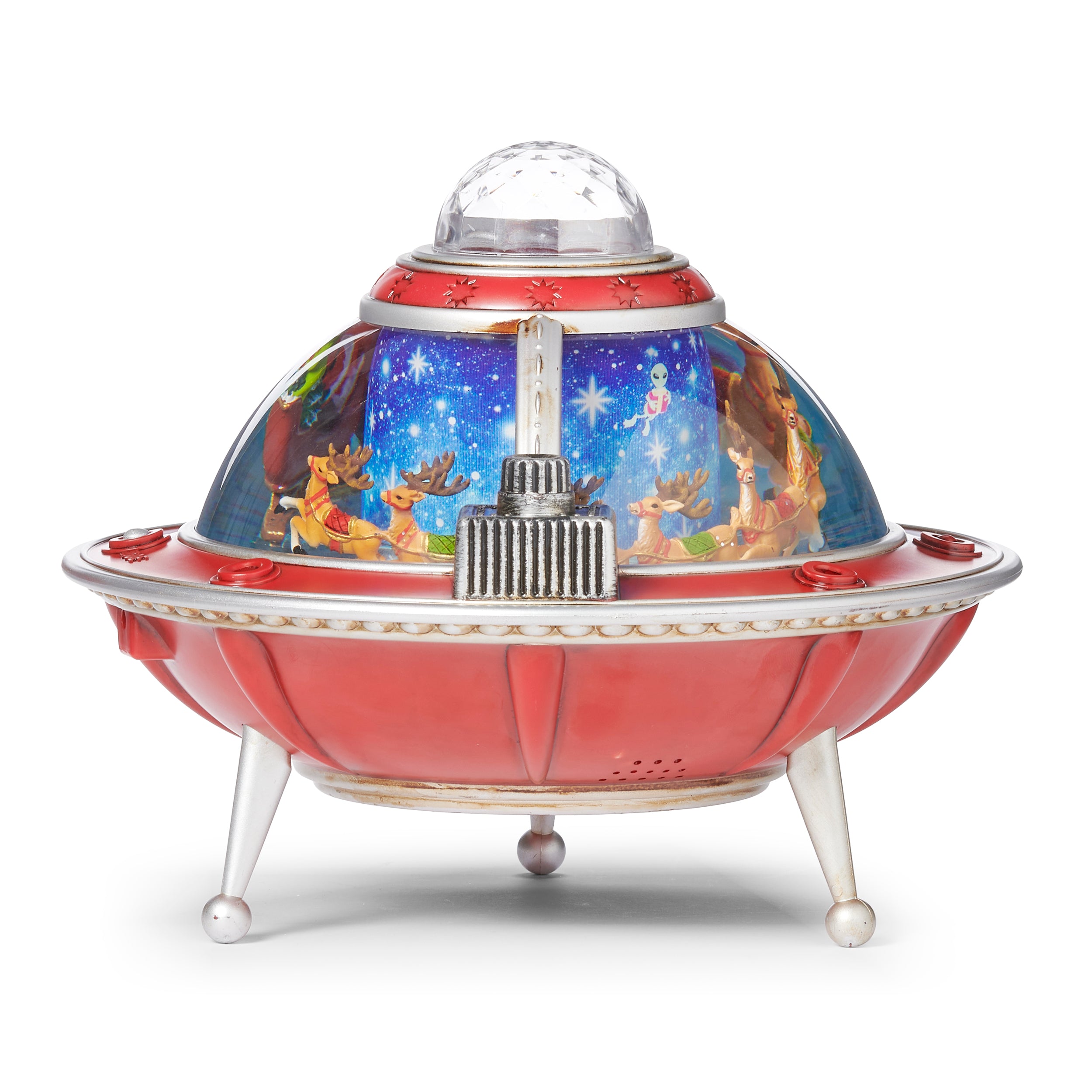 Confetti Lites Lighted Musical UFO with Rotating Santa & Reindeer