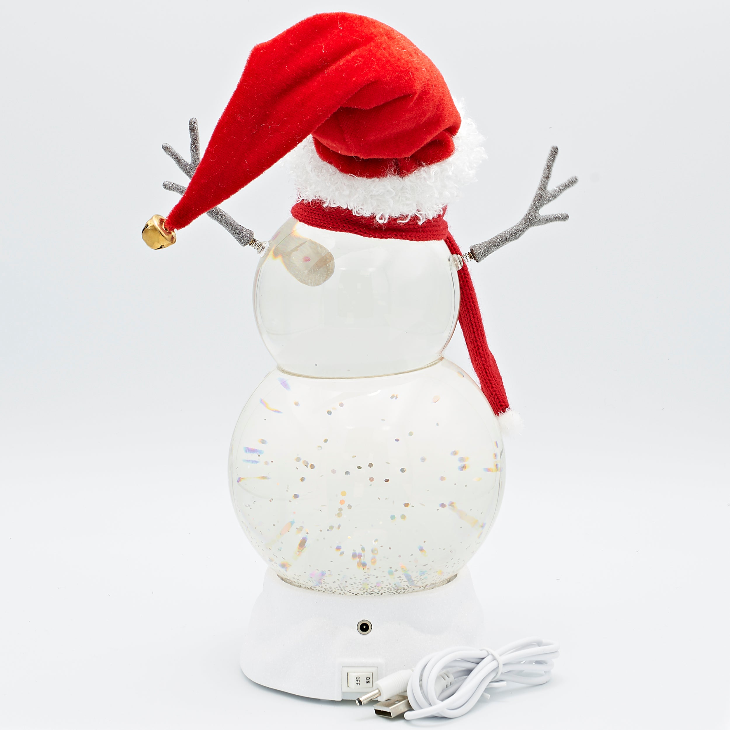 Confetti Lites Lighted Swirl Snowman with a Jingling Santa Hat & Twig Arms