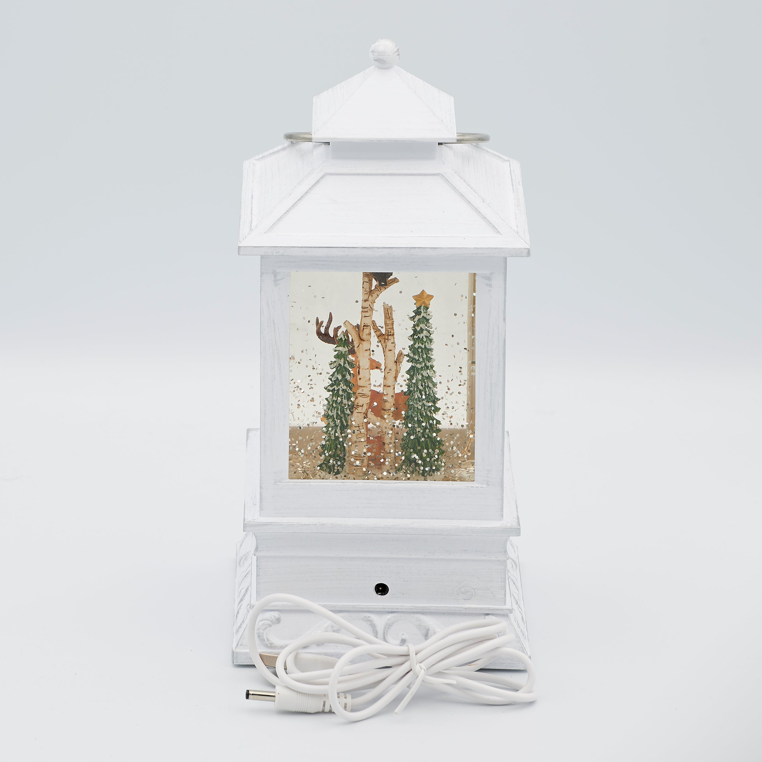 Confetti Lites Lighted Swirl White Lantern Deer Family in a Wintery Scene