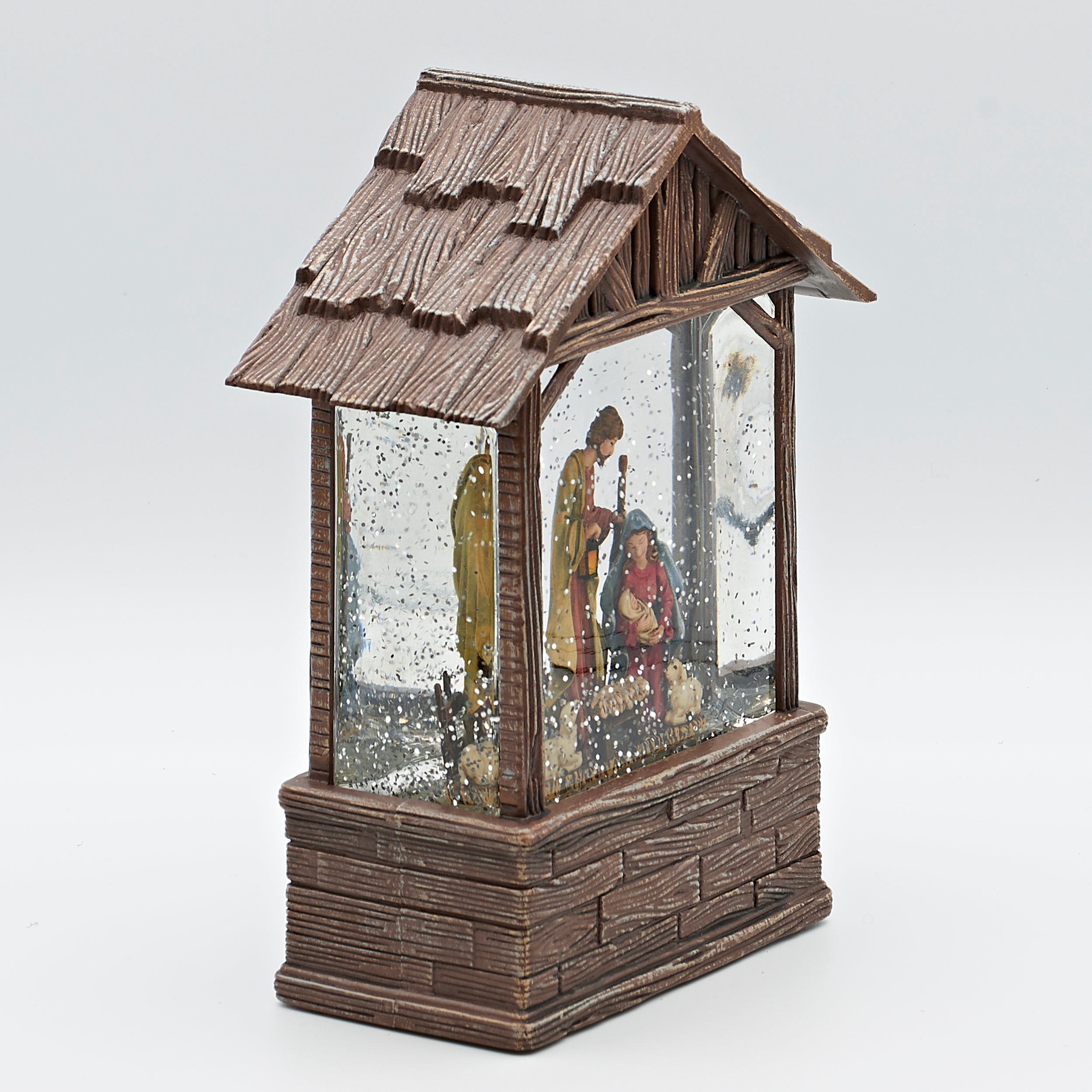 Confetti Lites Lighted Swirl Nativity Stable with Holy Family