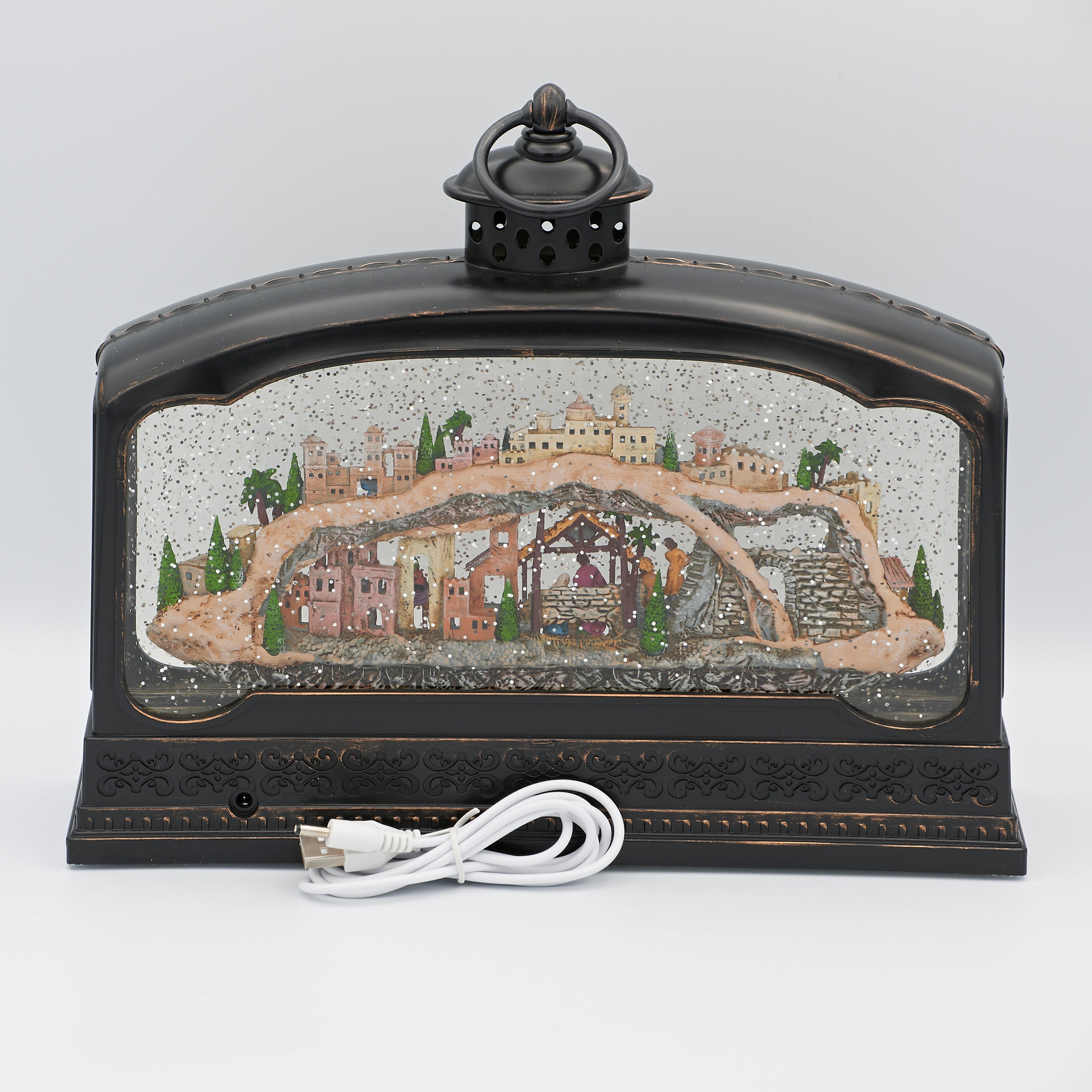 Confetti Lites Lighted Musical Swirl Nativity Village Lantern