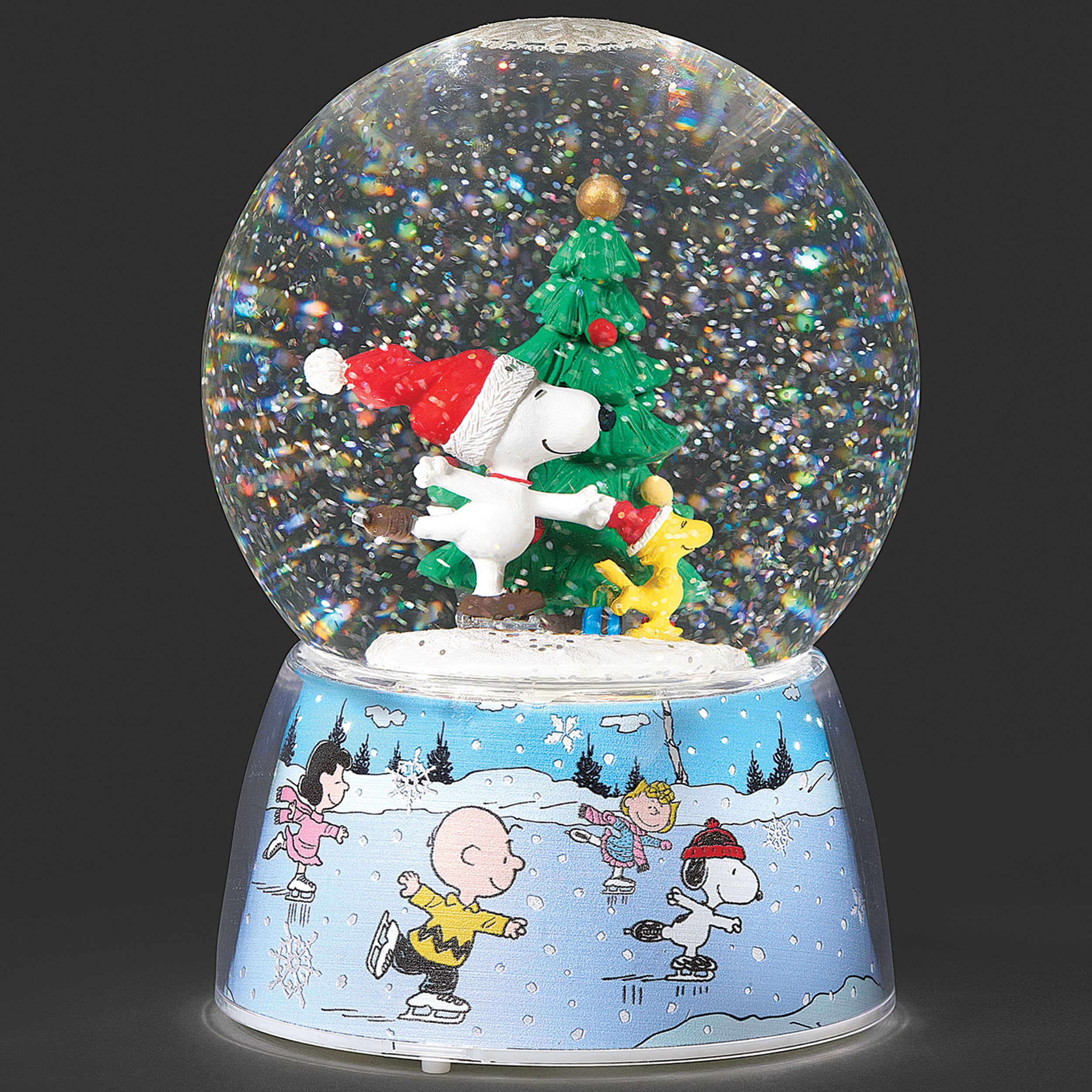 Peanuts Skating Snoopy & Woodstock Swirl Glitterdome - "Skating" Tune