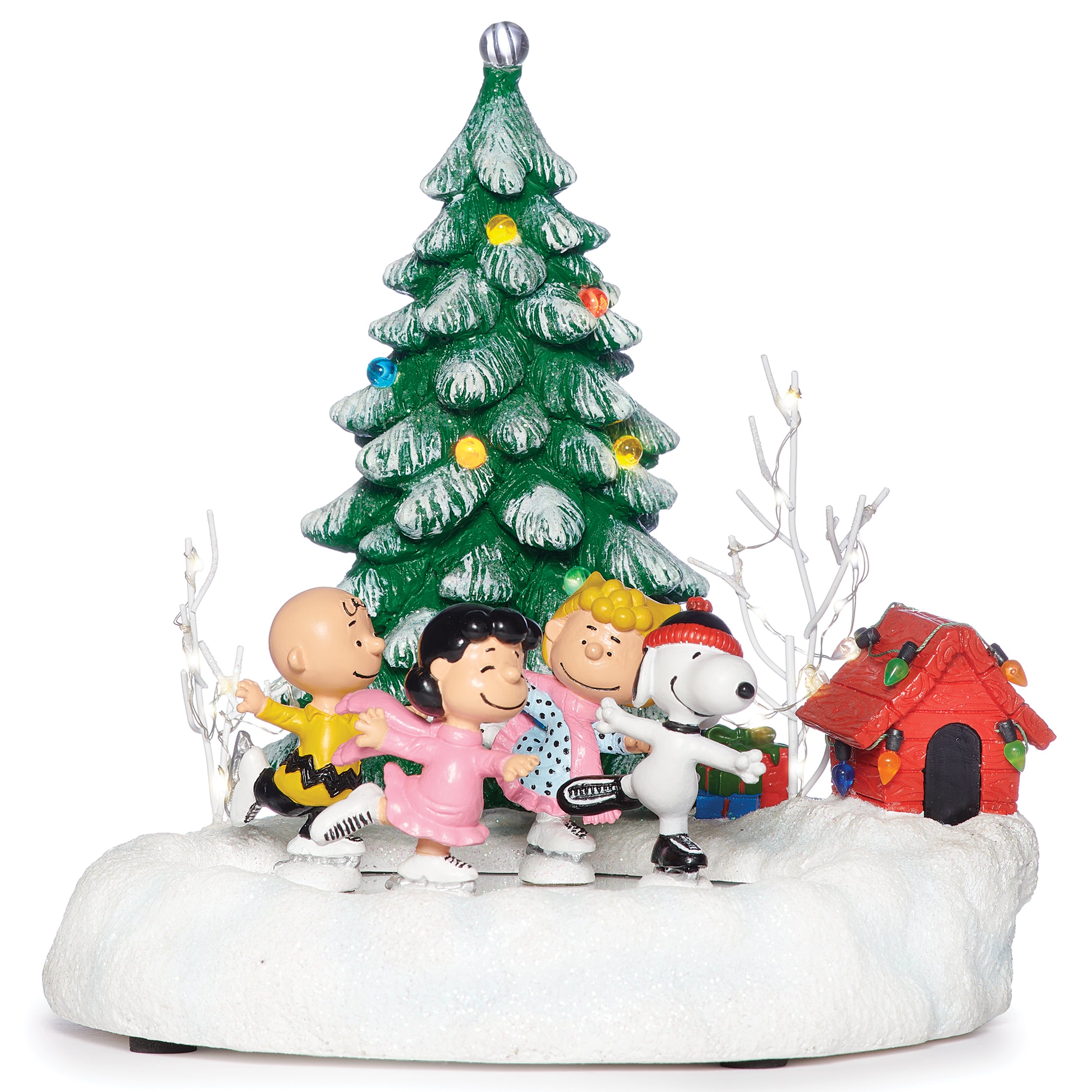 Peanuts Snoopy & Friends Ice Skating Musical Lighted Tree Scene - Amusements
