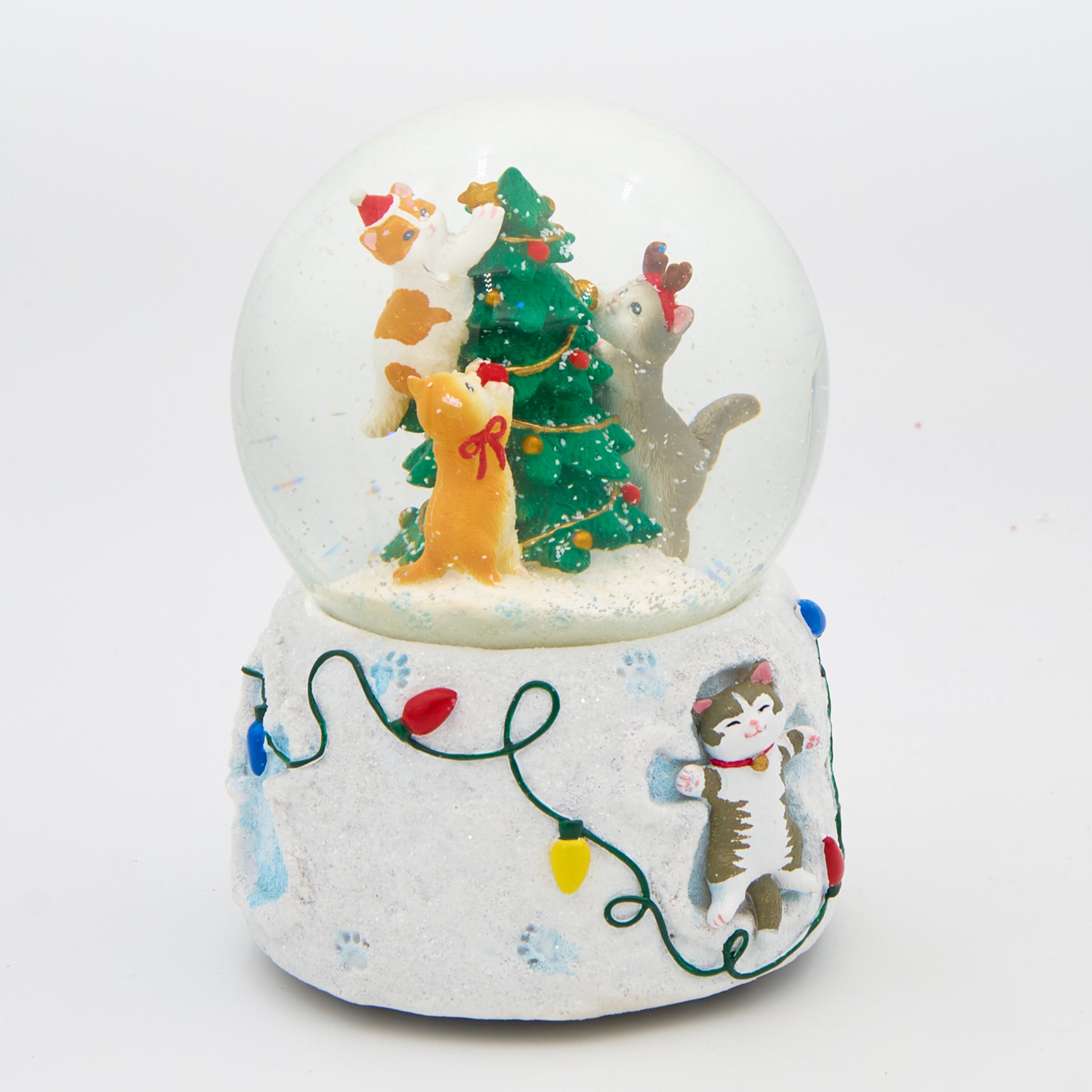 Glitterdome Musical Cats with Tree – "We Wish You a Merry Christmas" Tune