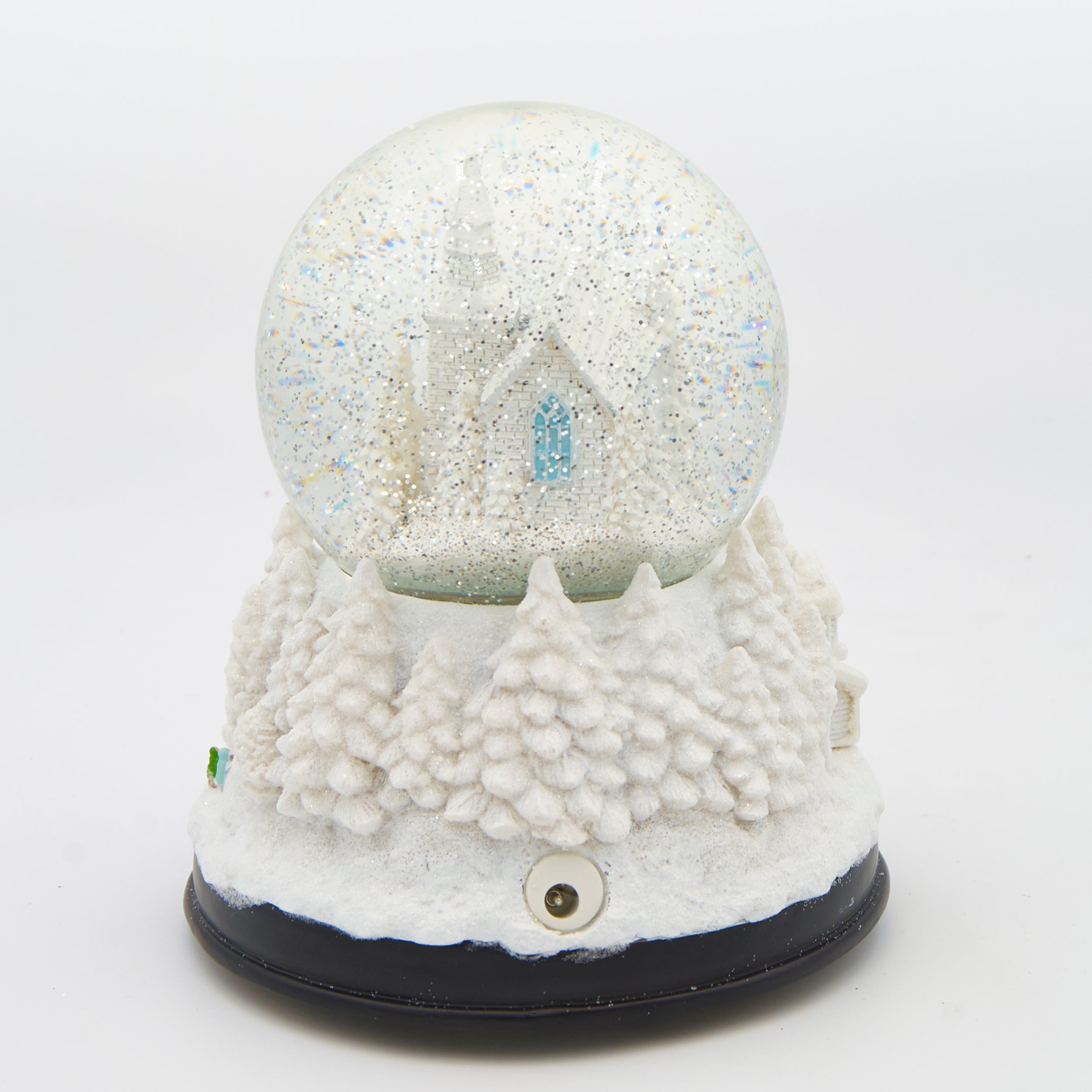 Glitterdome Lighted Musical Swirl White Church – "Silent Night" Tune