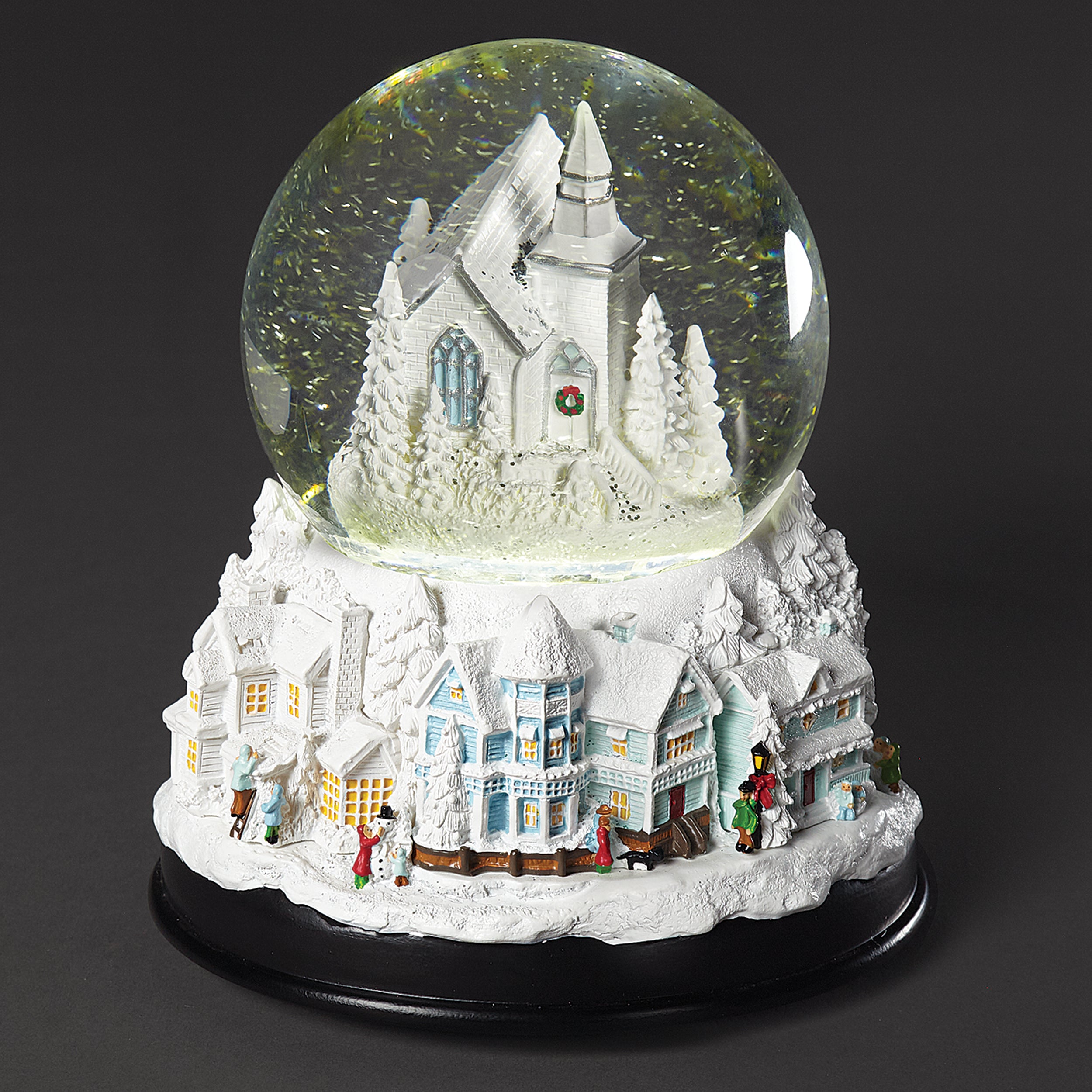 Glitterdome Lighted Musical Swirl White Church – "Silent Night" Tune