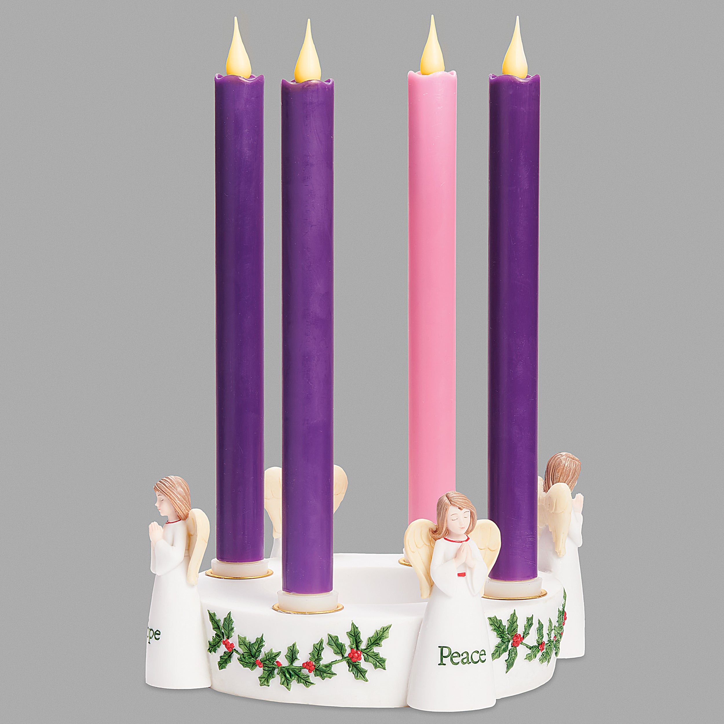 Angel & Holly Advent Candle Holder